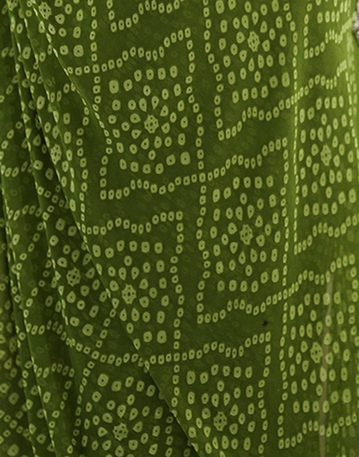 Green Georgette Printed Bandhani Saree