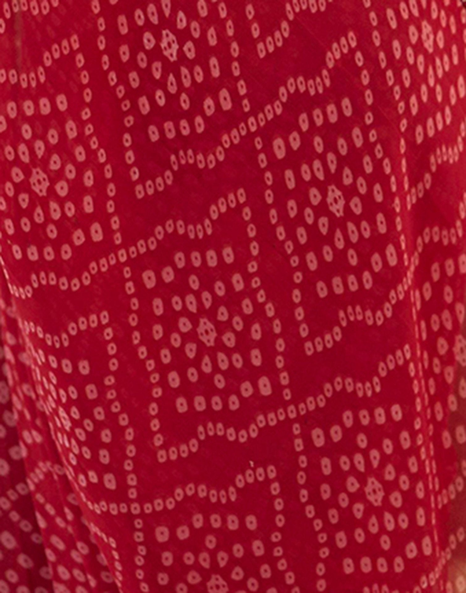 Red Georgette Printed Bandhani Saree
