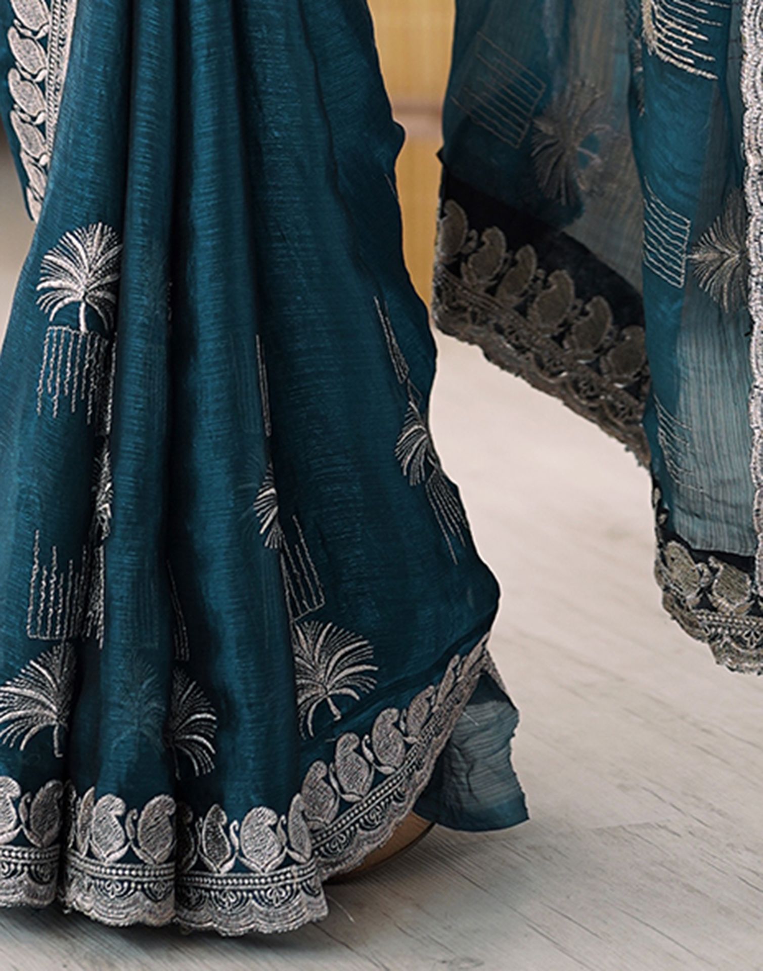 Blue Chiffon Embroidery Saree