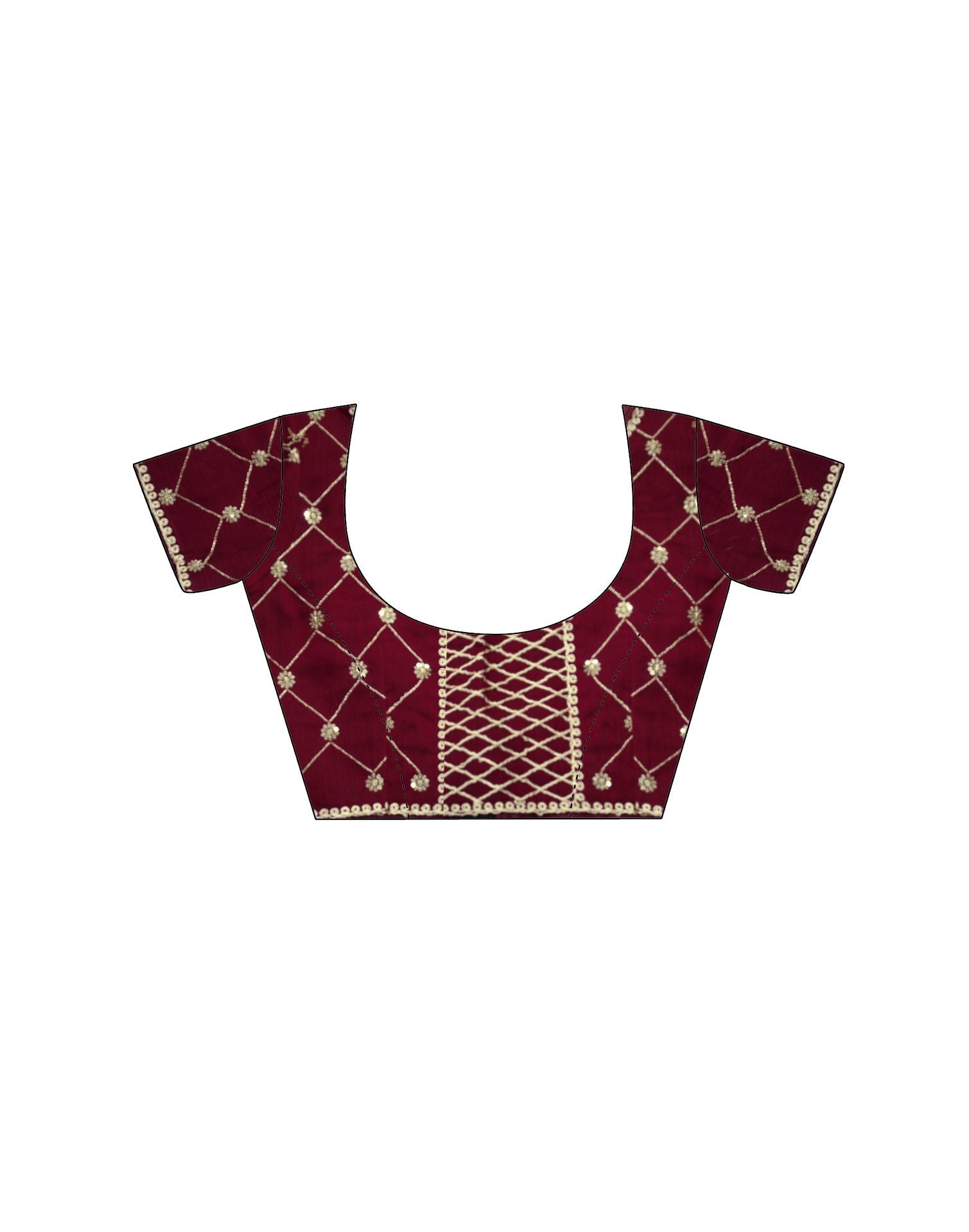 Cherry Red Chiffon Embroidery Lace Saree