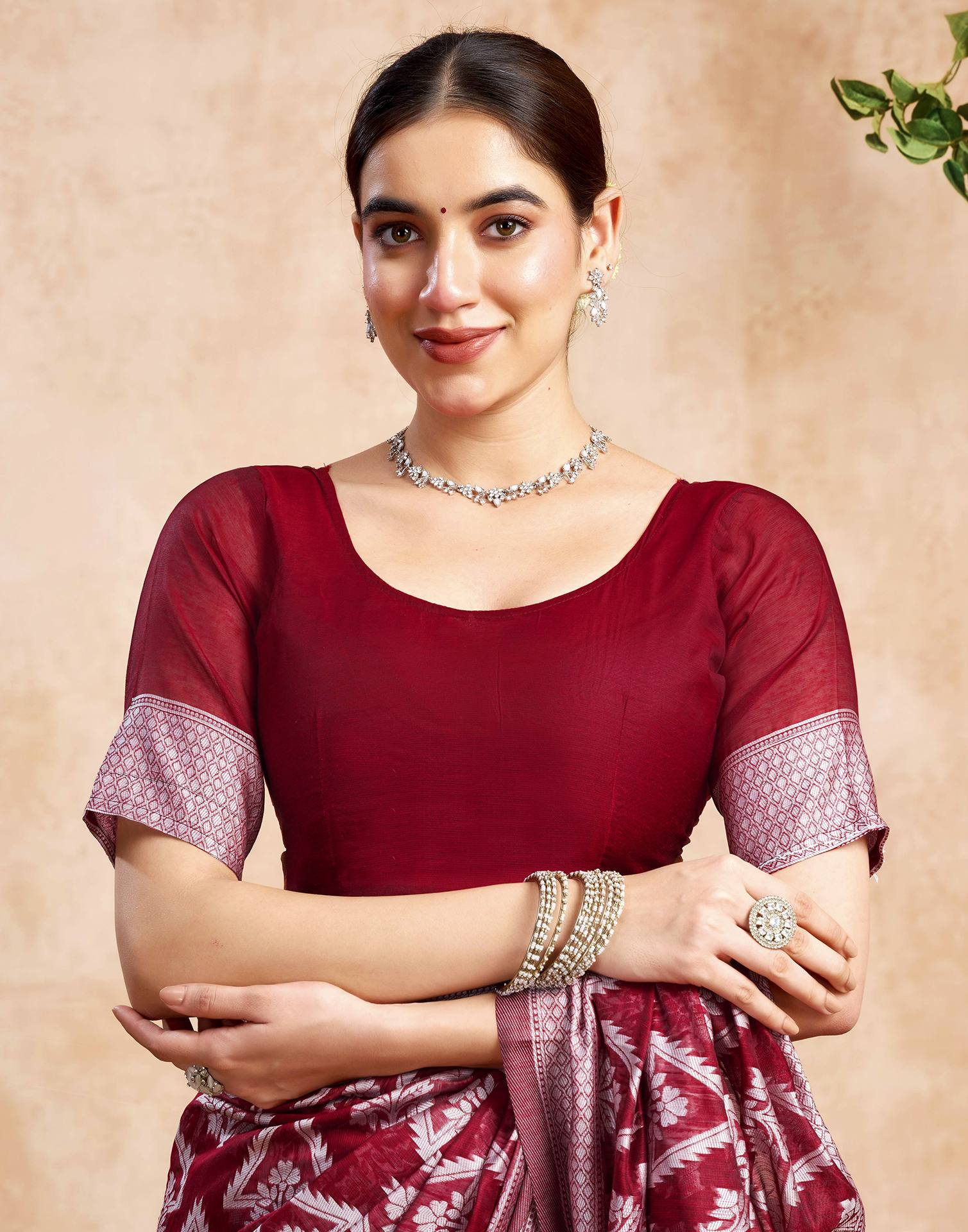 Maroon Silk Woven Saree