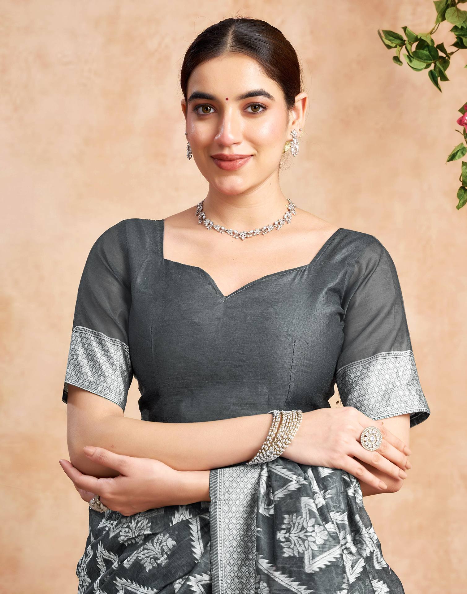 Grey Silk Woven Saree
