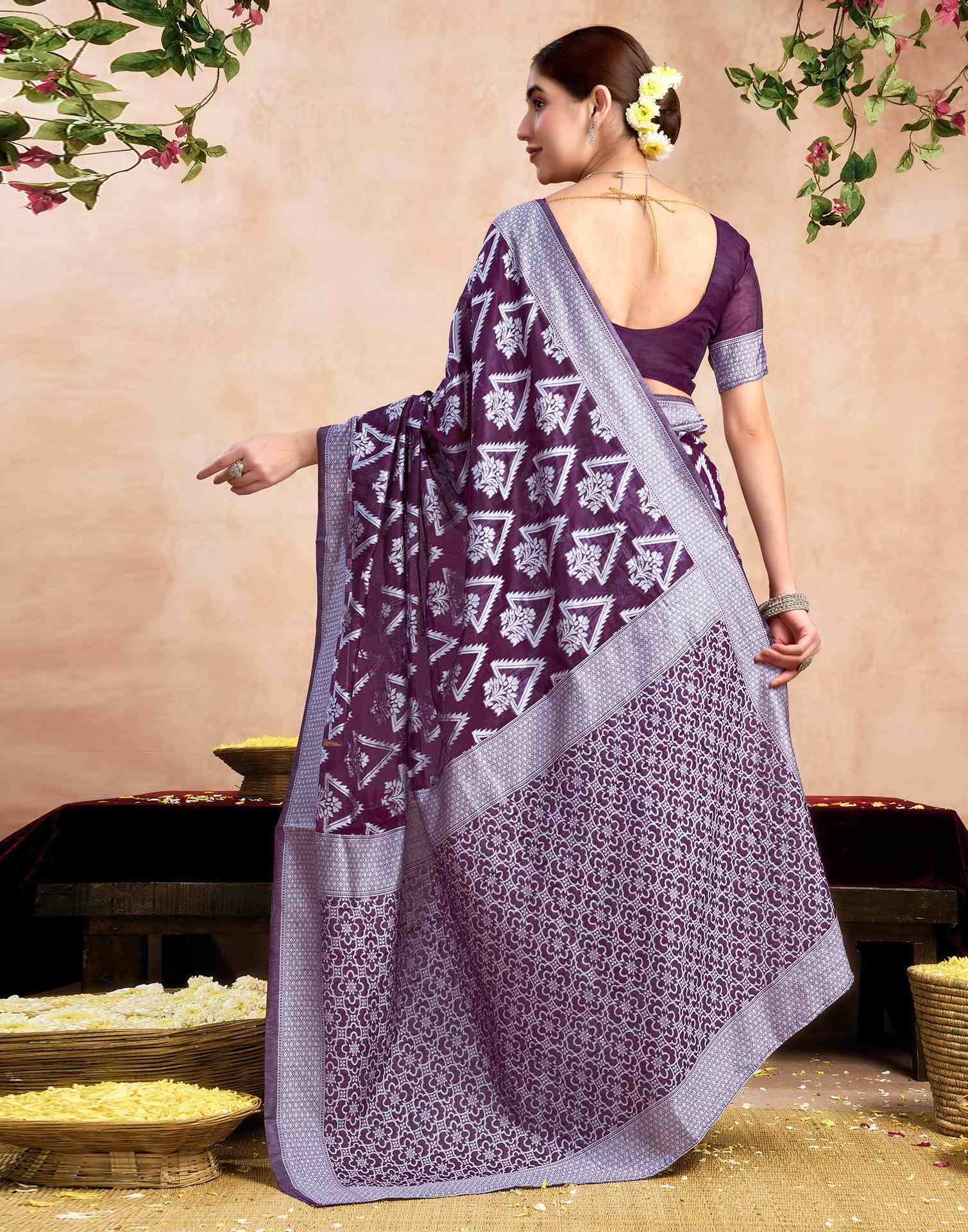 Purple Silk Woven Saree