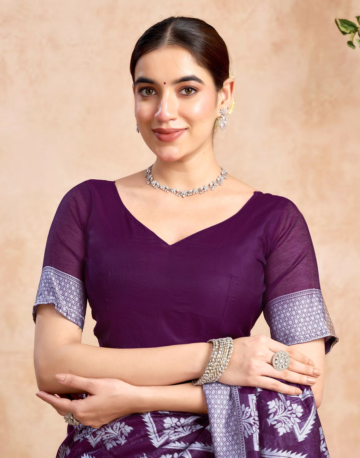 Purple Silk Woven Saree