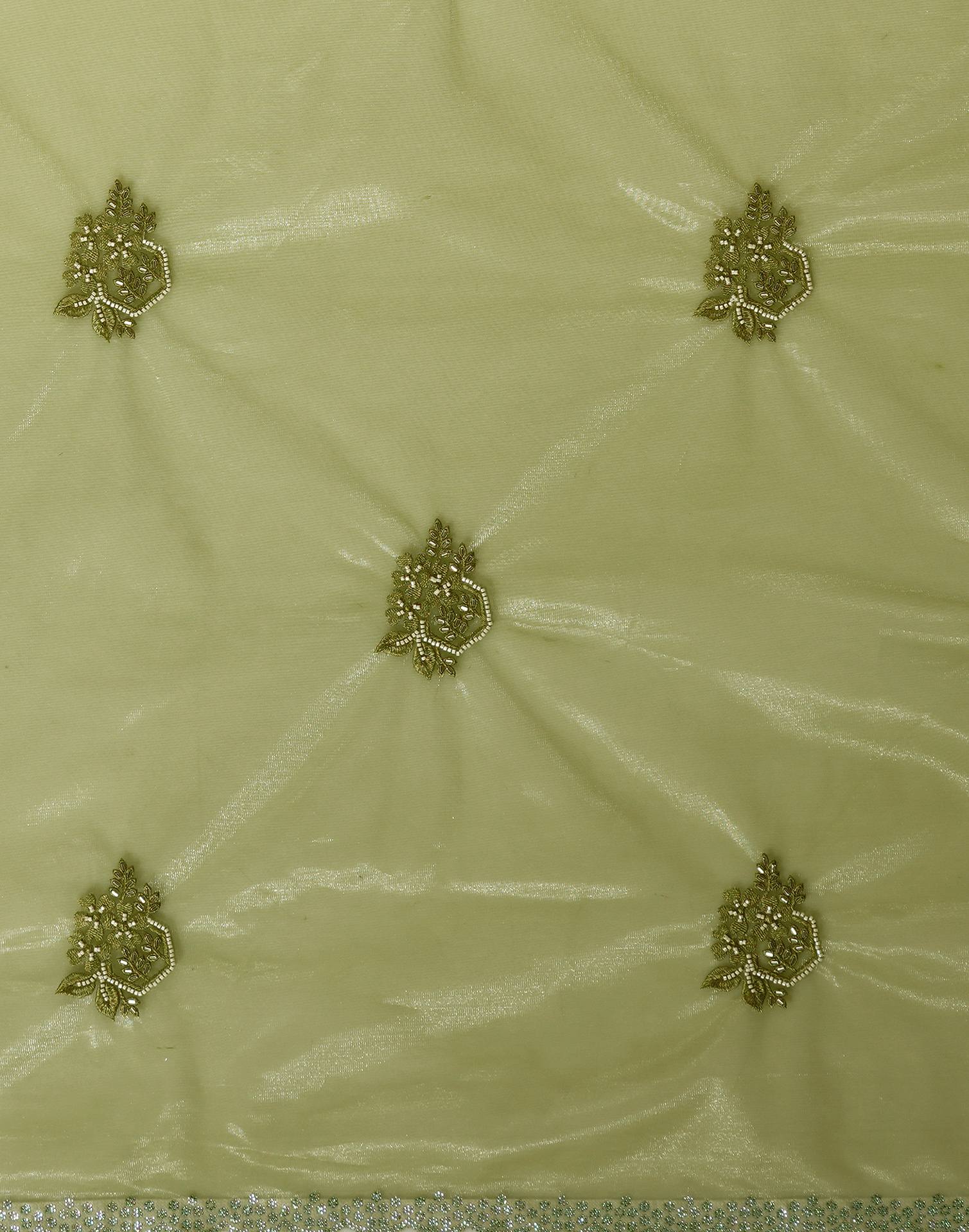 Green Net Embroidery Saree