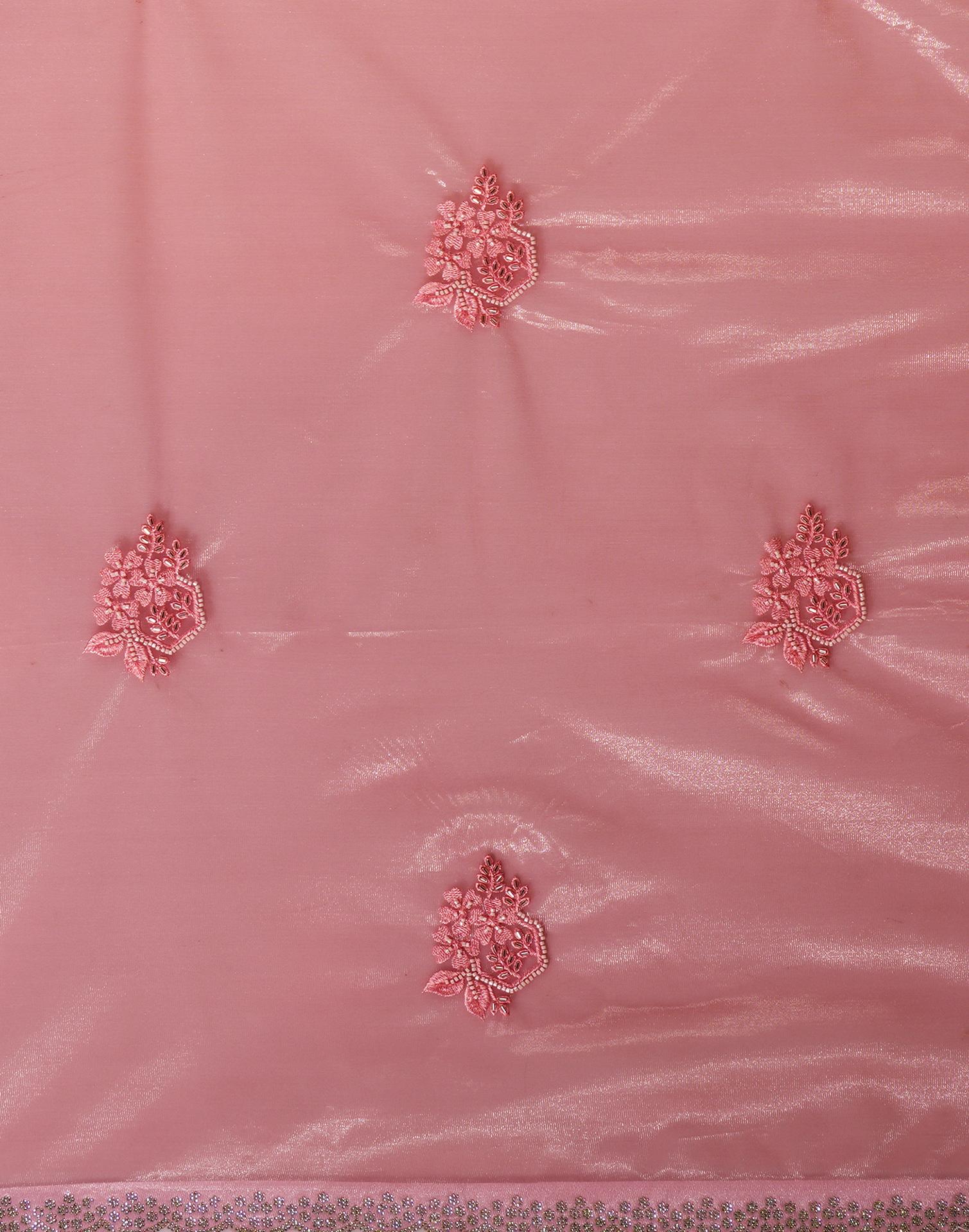 Pink Net Embroidery Saree