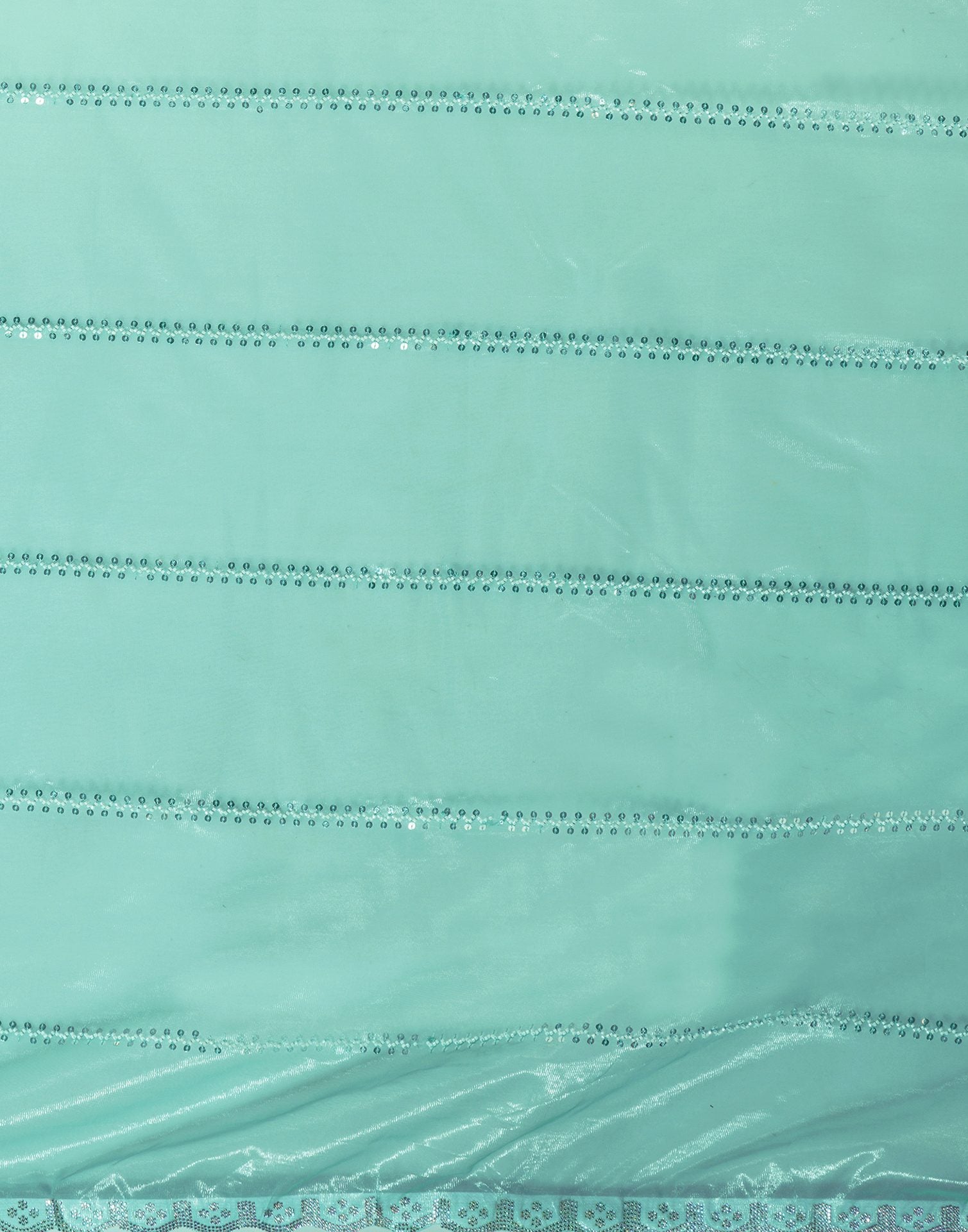 Turquoise Net Embroidery Saree