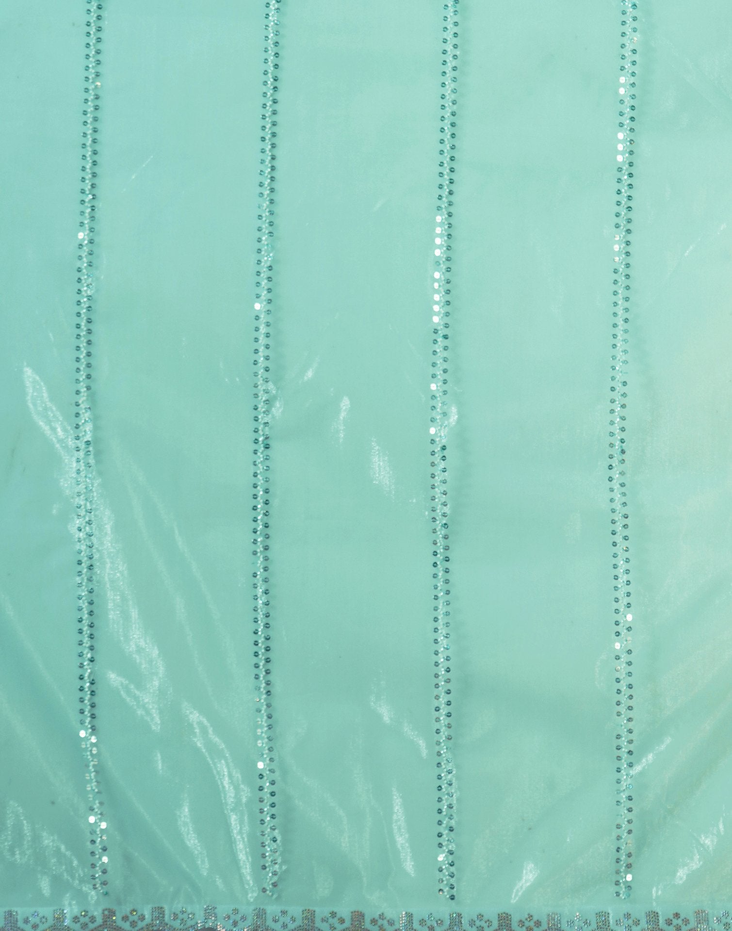 Turquoise Net Embroidery Saree