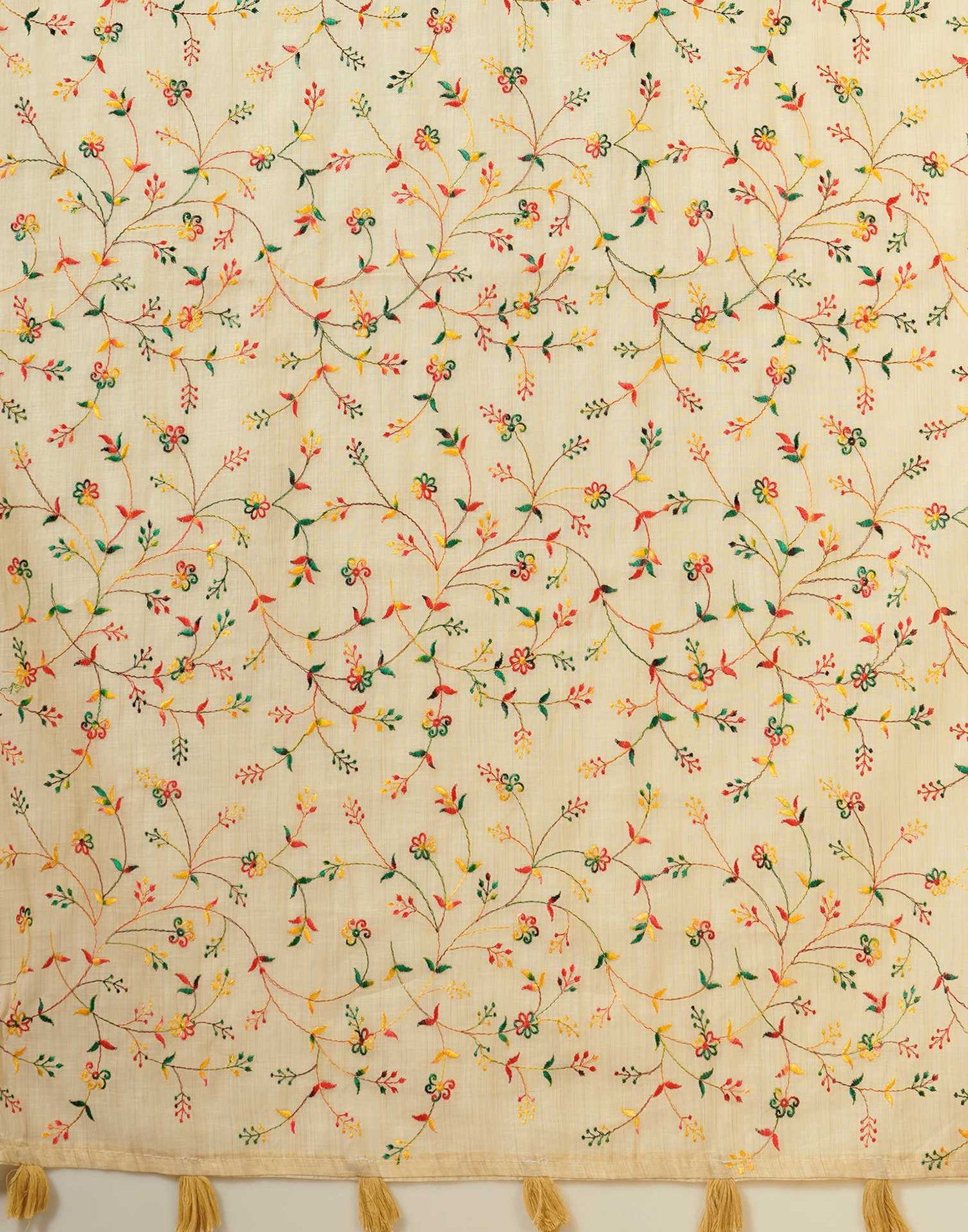 Beige Linen Embroidery Saree