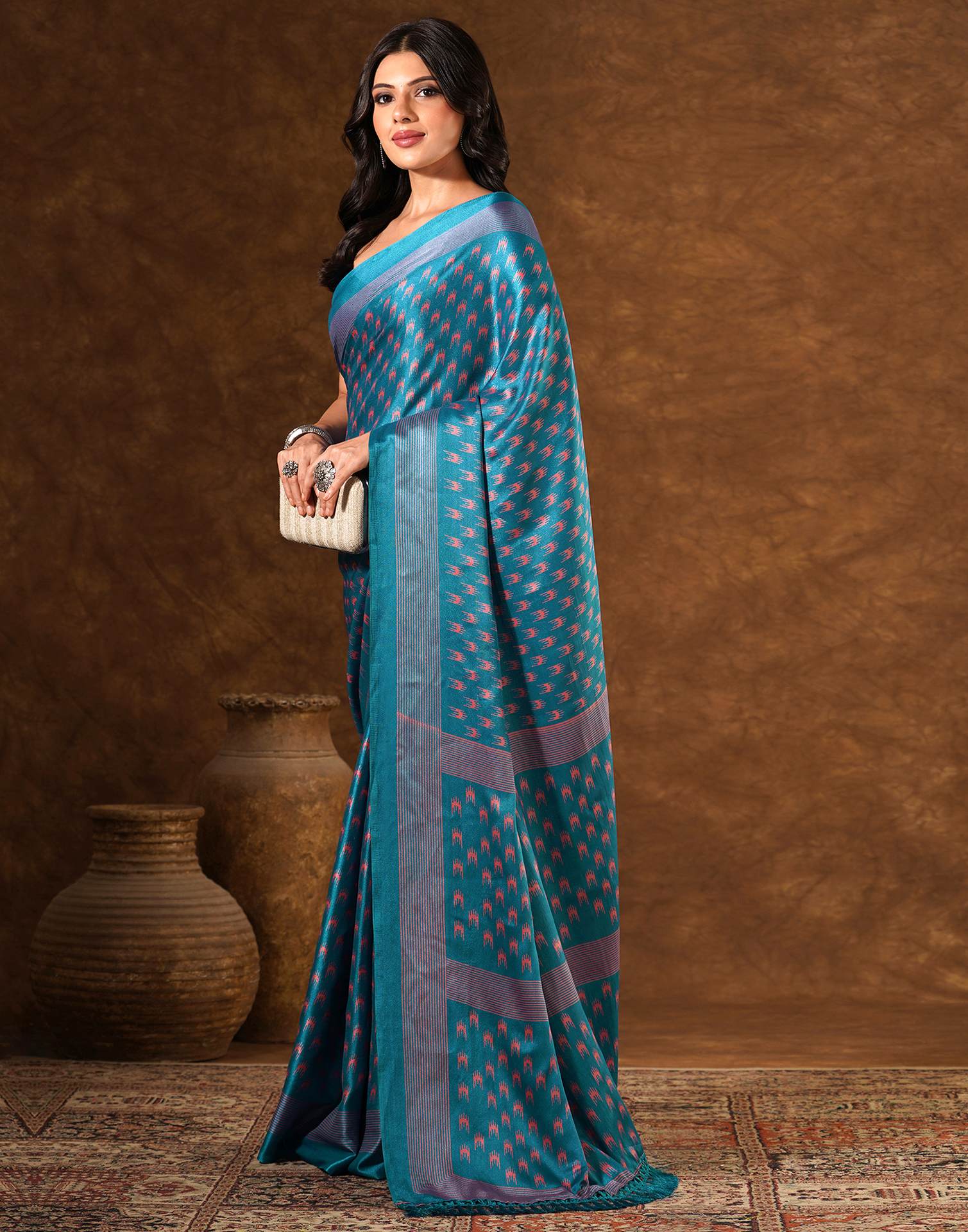 Blue Silk Printed Saree