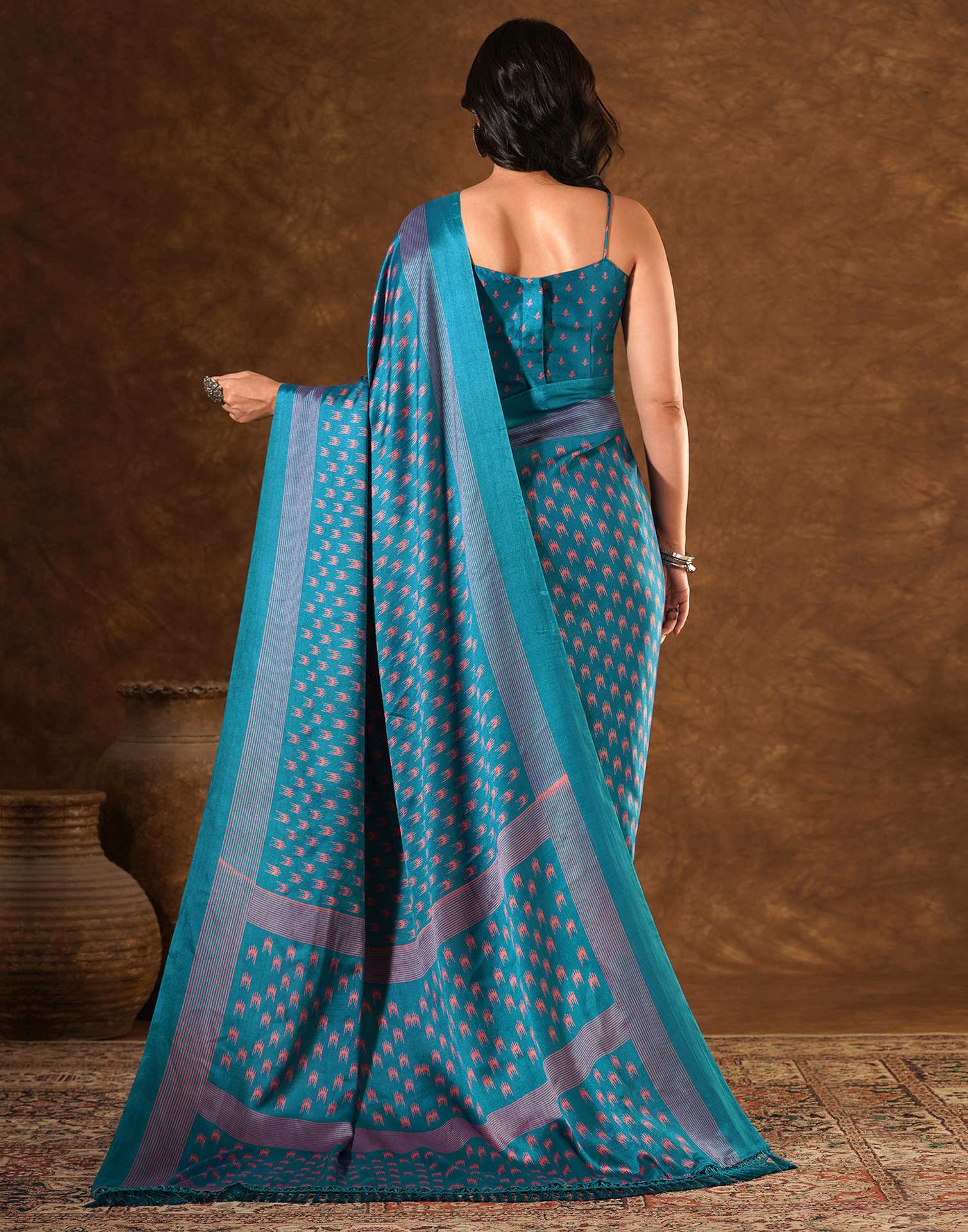 Blue Silk Printed Saree