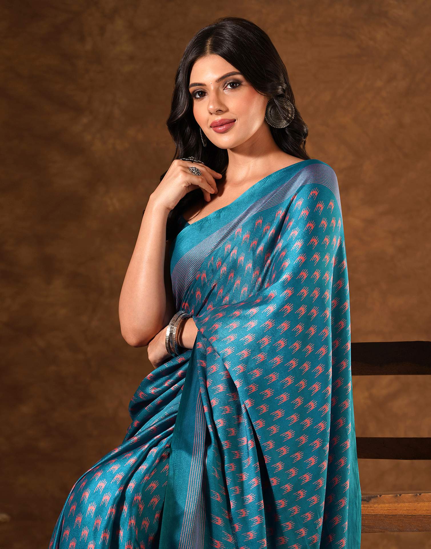 Blue Silk Printed Saree