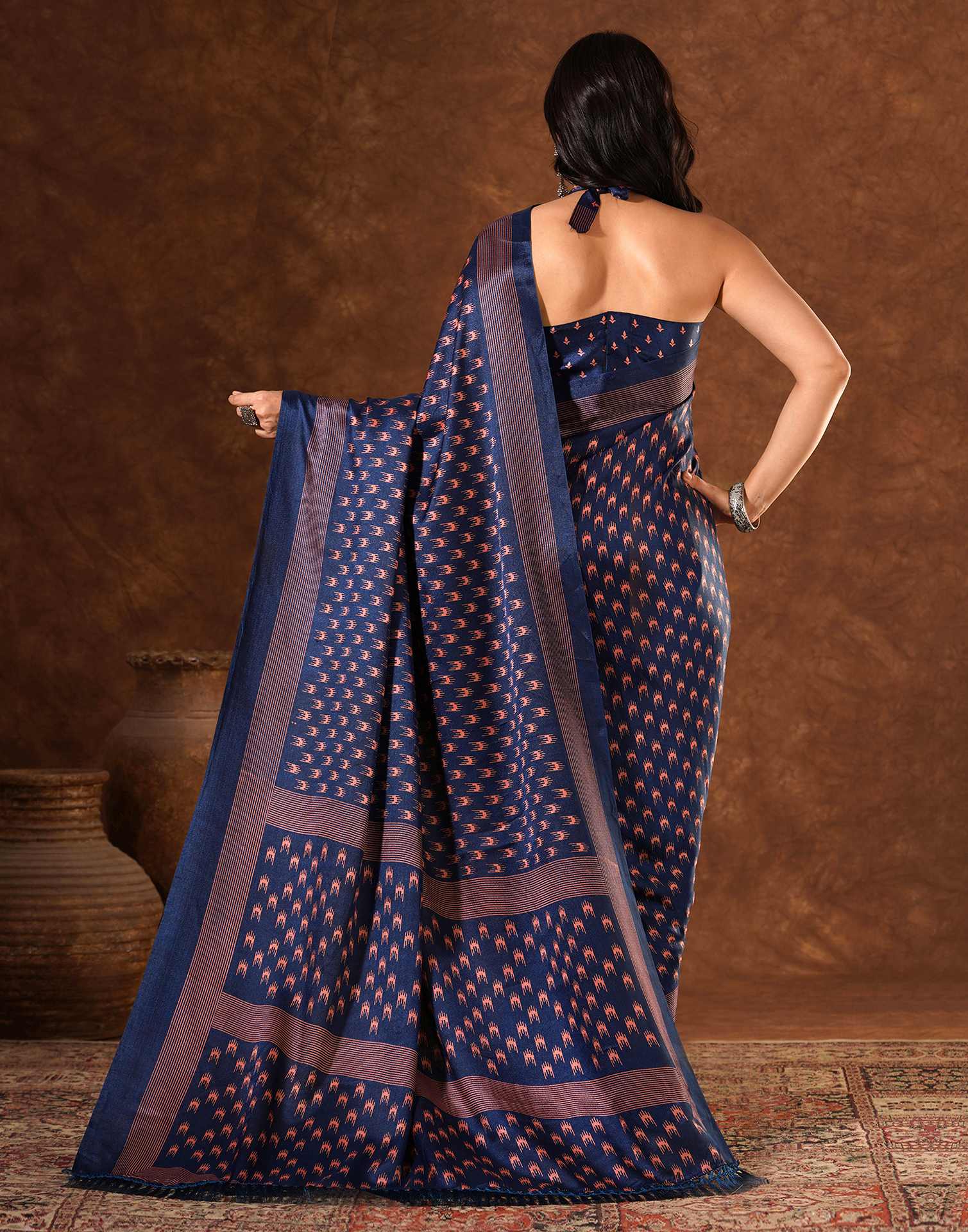 Blue Silk Printed Saree
