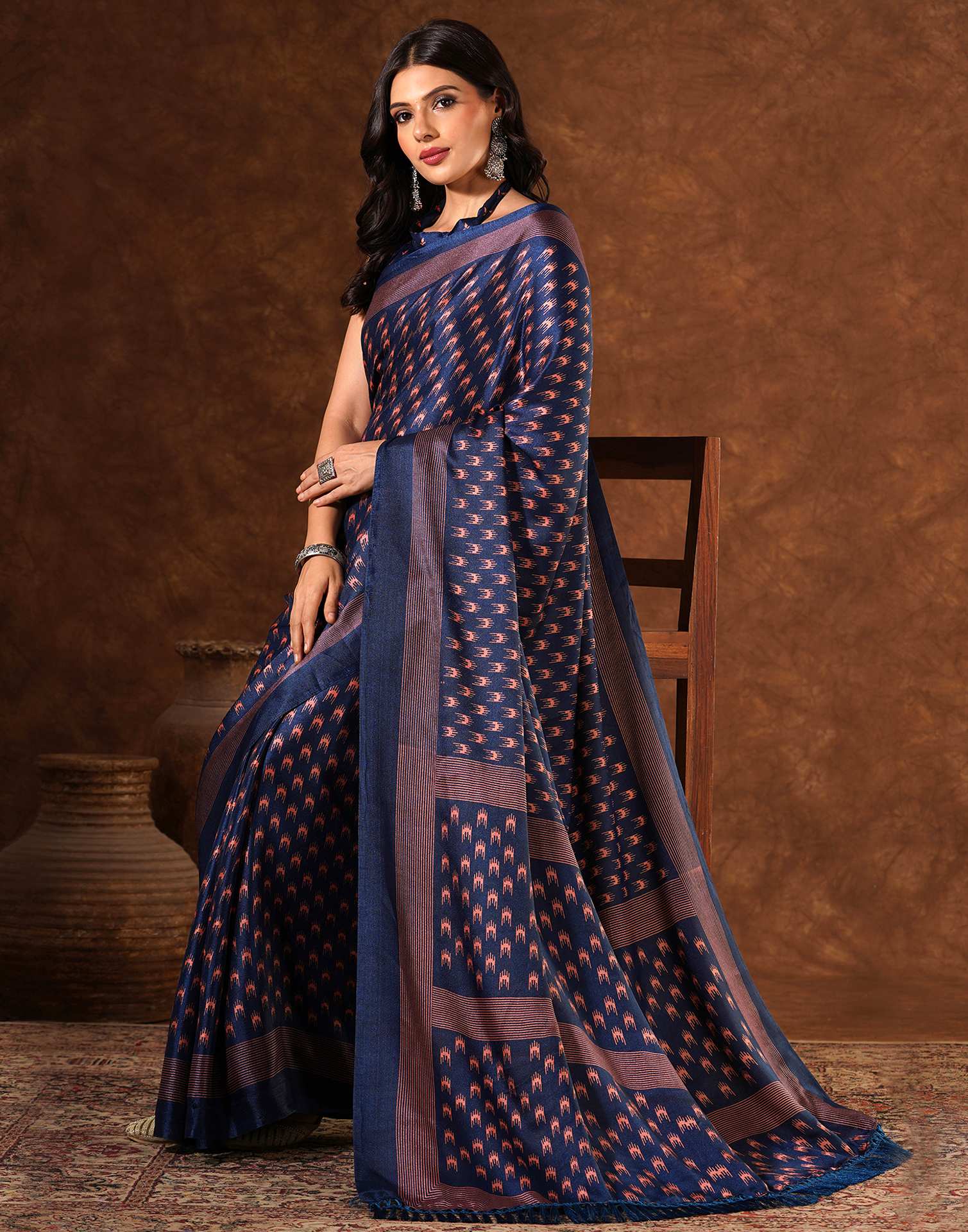 Blue Silk Printed Saree