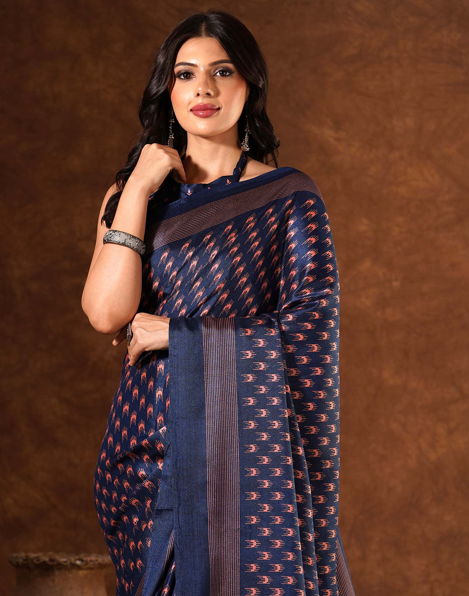 Blue Silk Printed Saree
