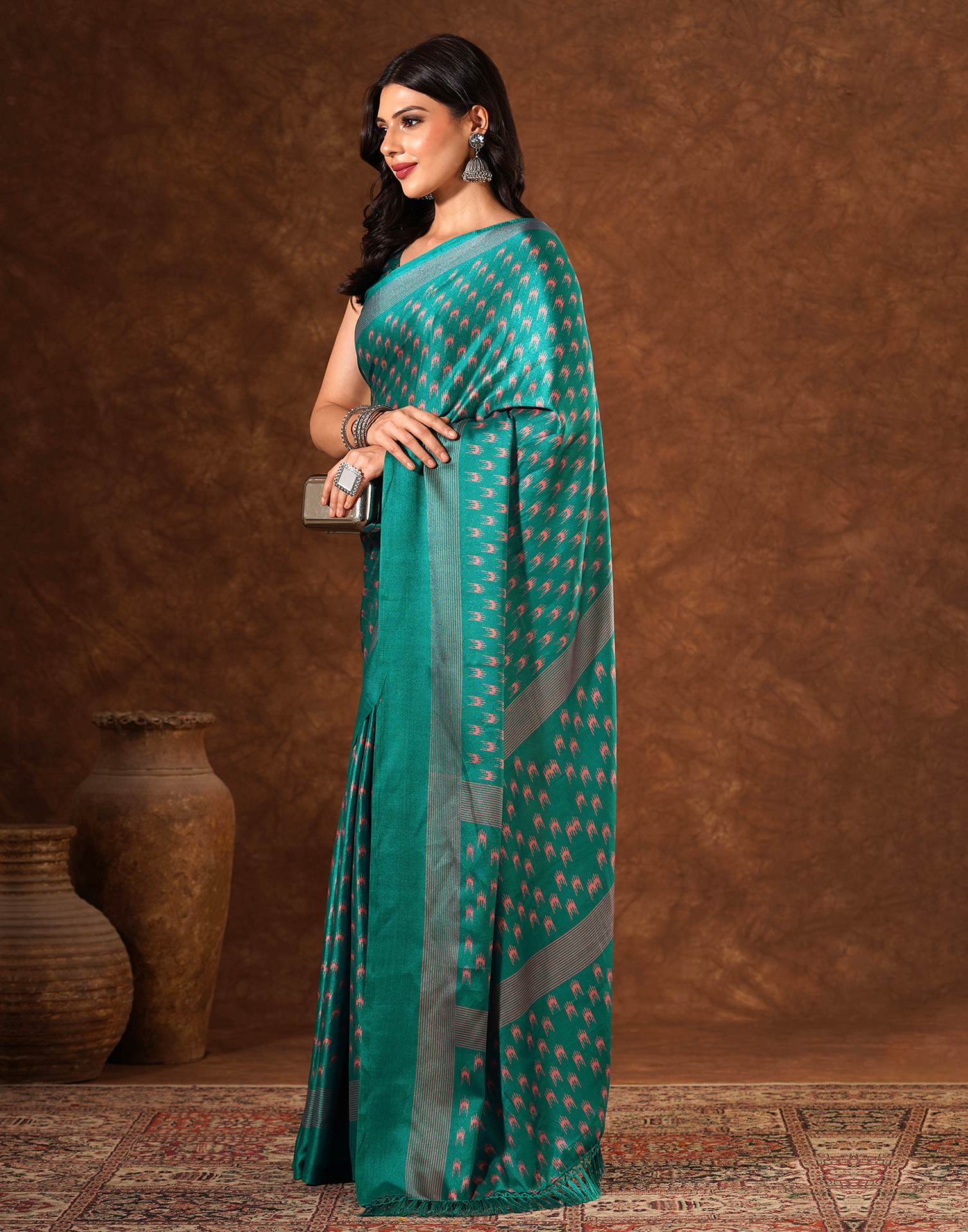 Green Silk Printed Saree