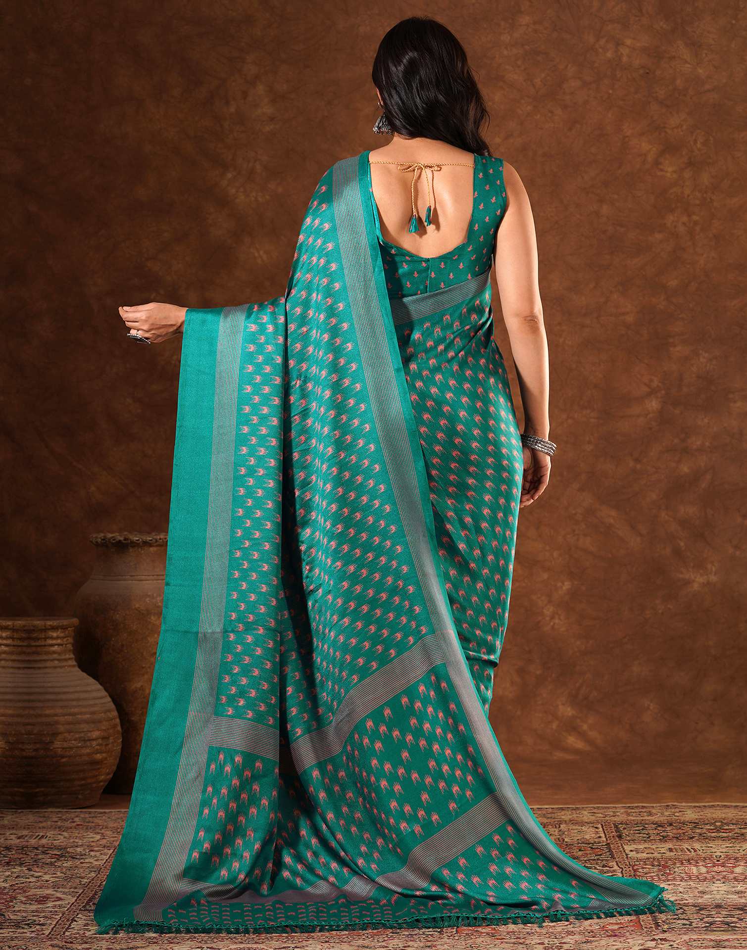 Green Silk Printed Saree