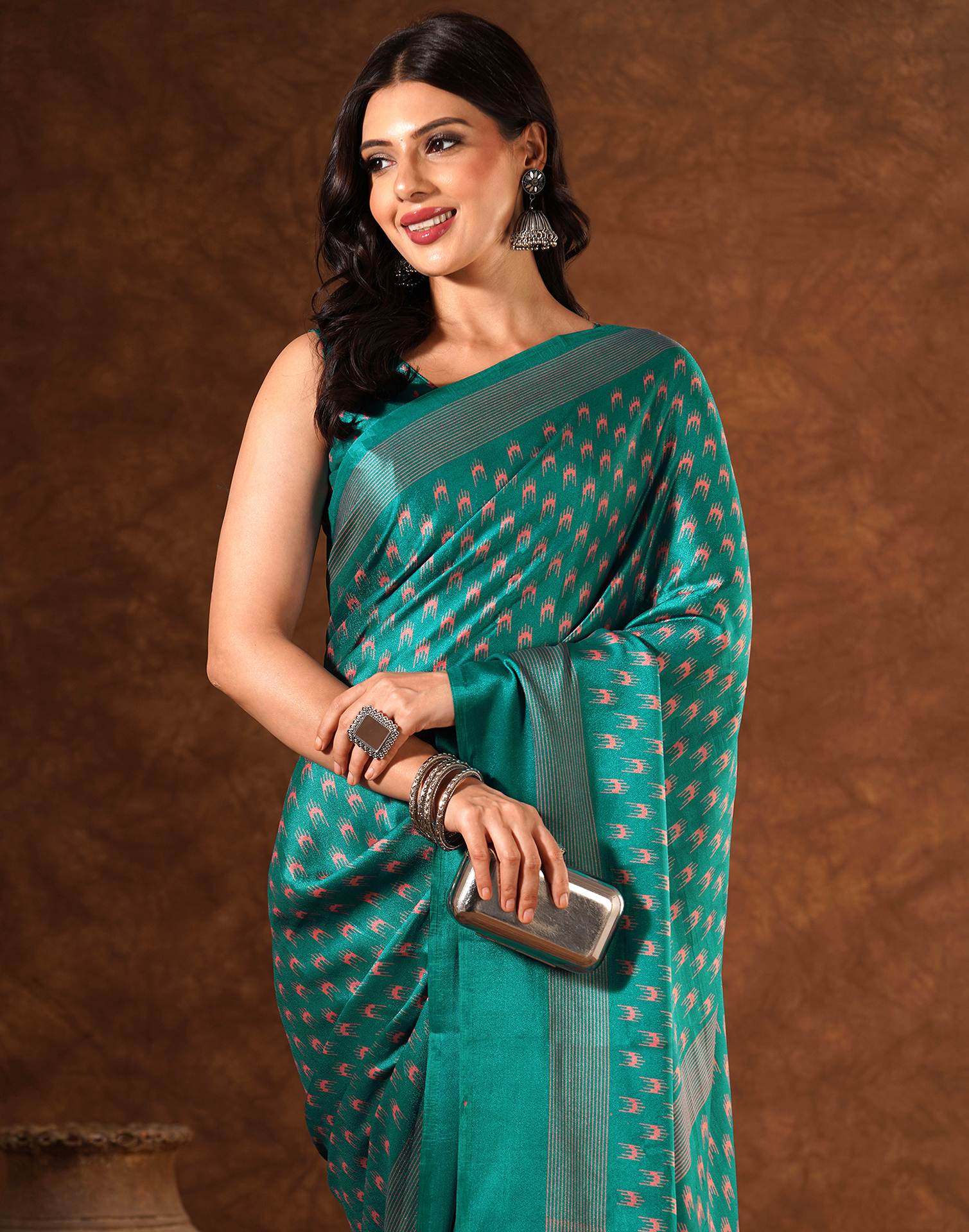 Green Silk Printed Saree