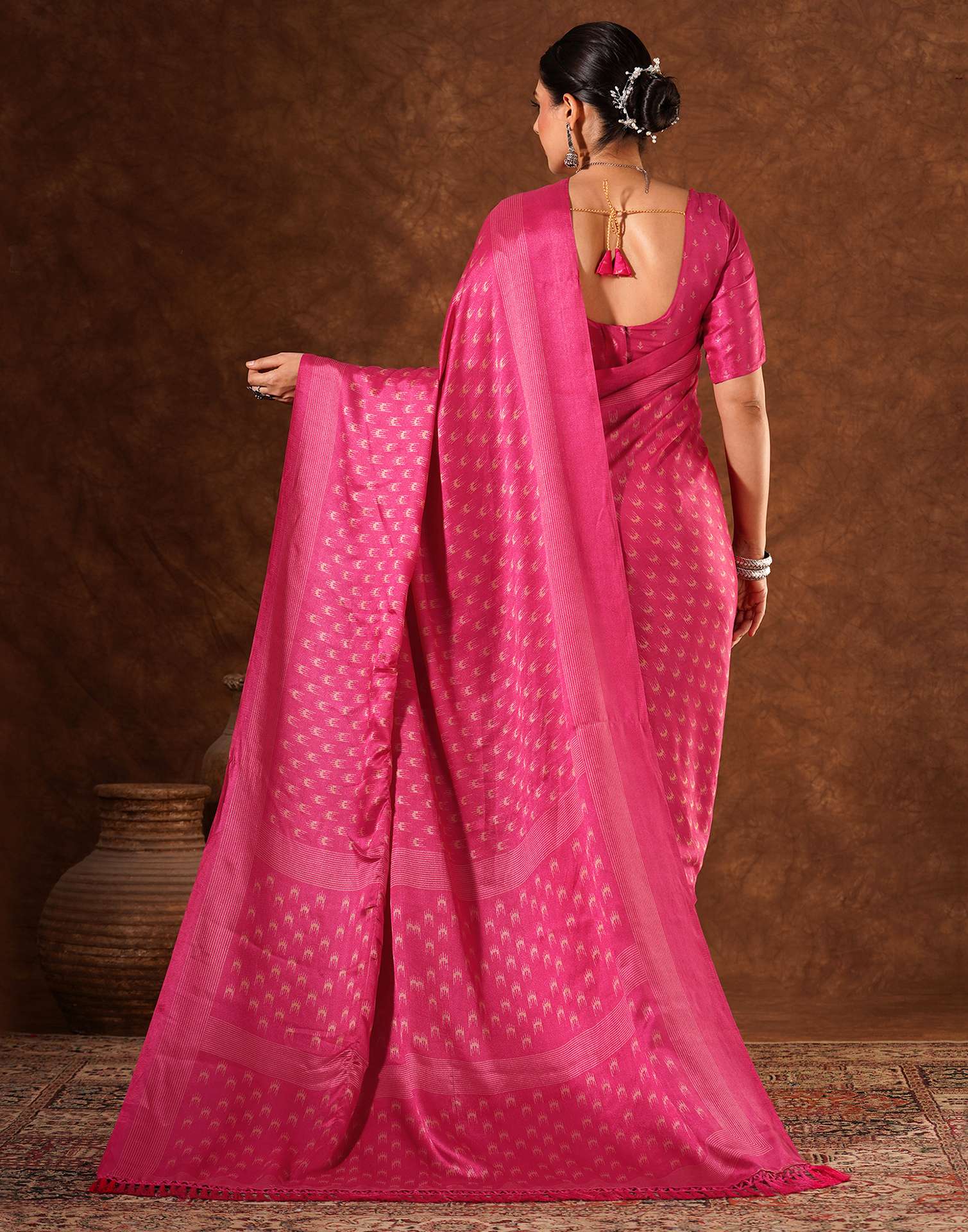 Pink Silk Printed Saree