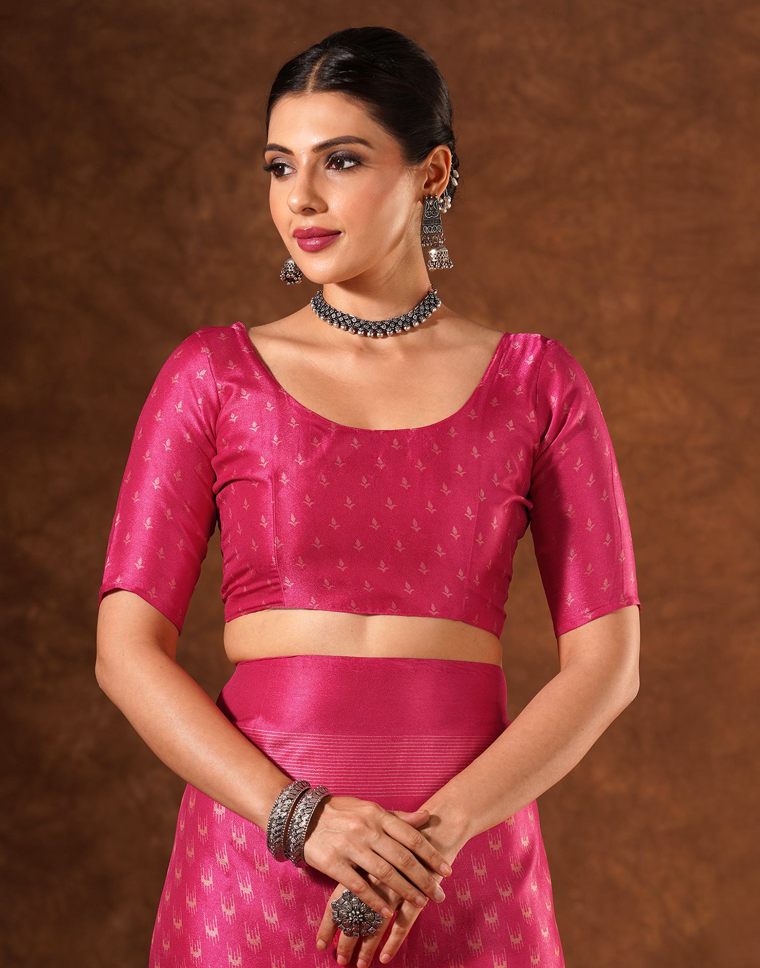 Pink Silk Printed Saree