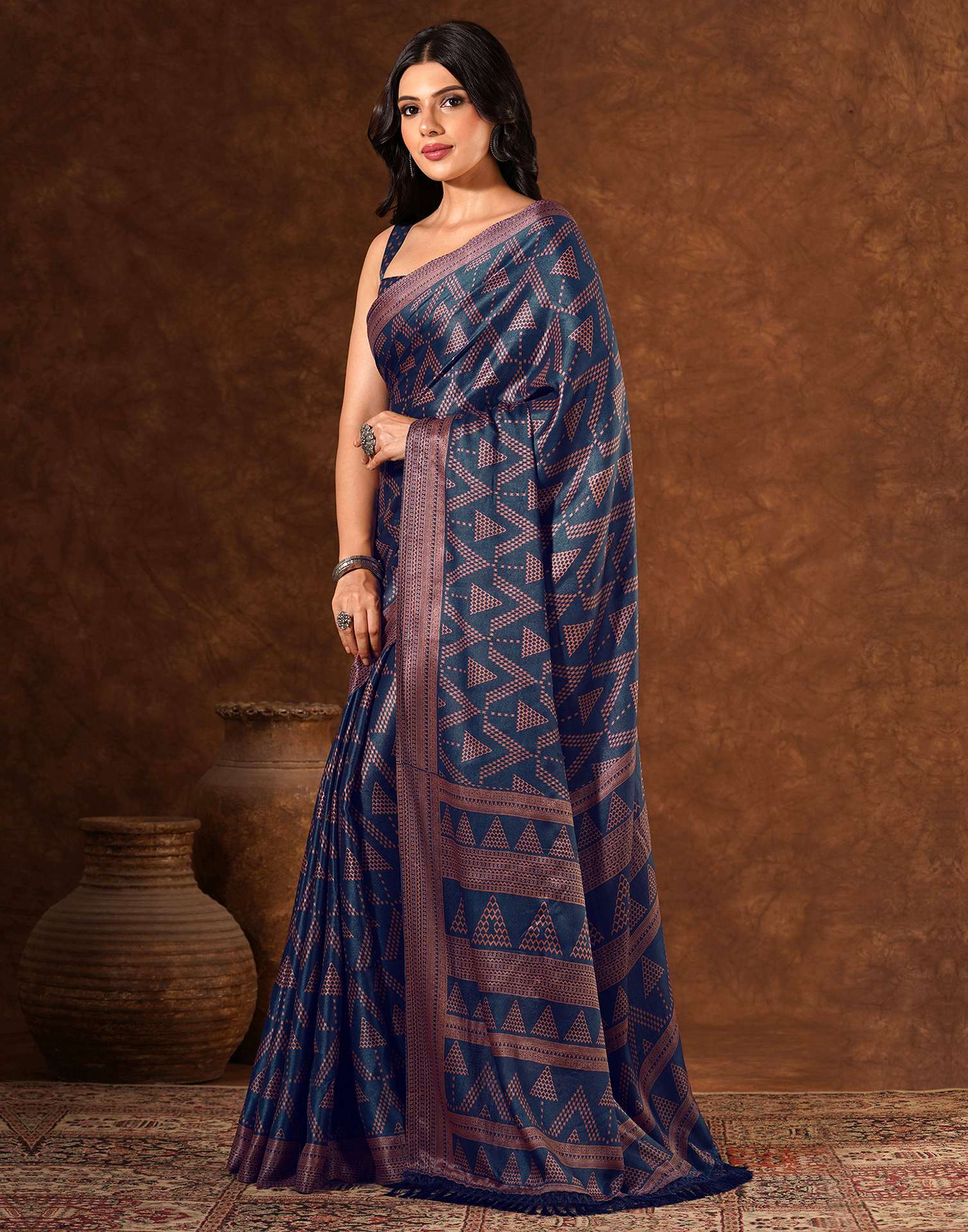 Blue Silk Printed Saree