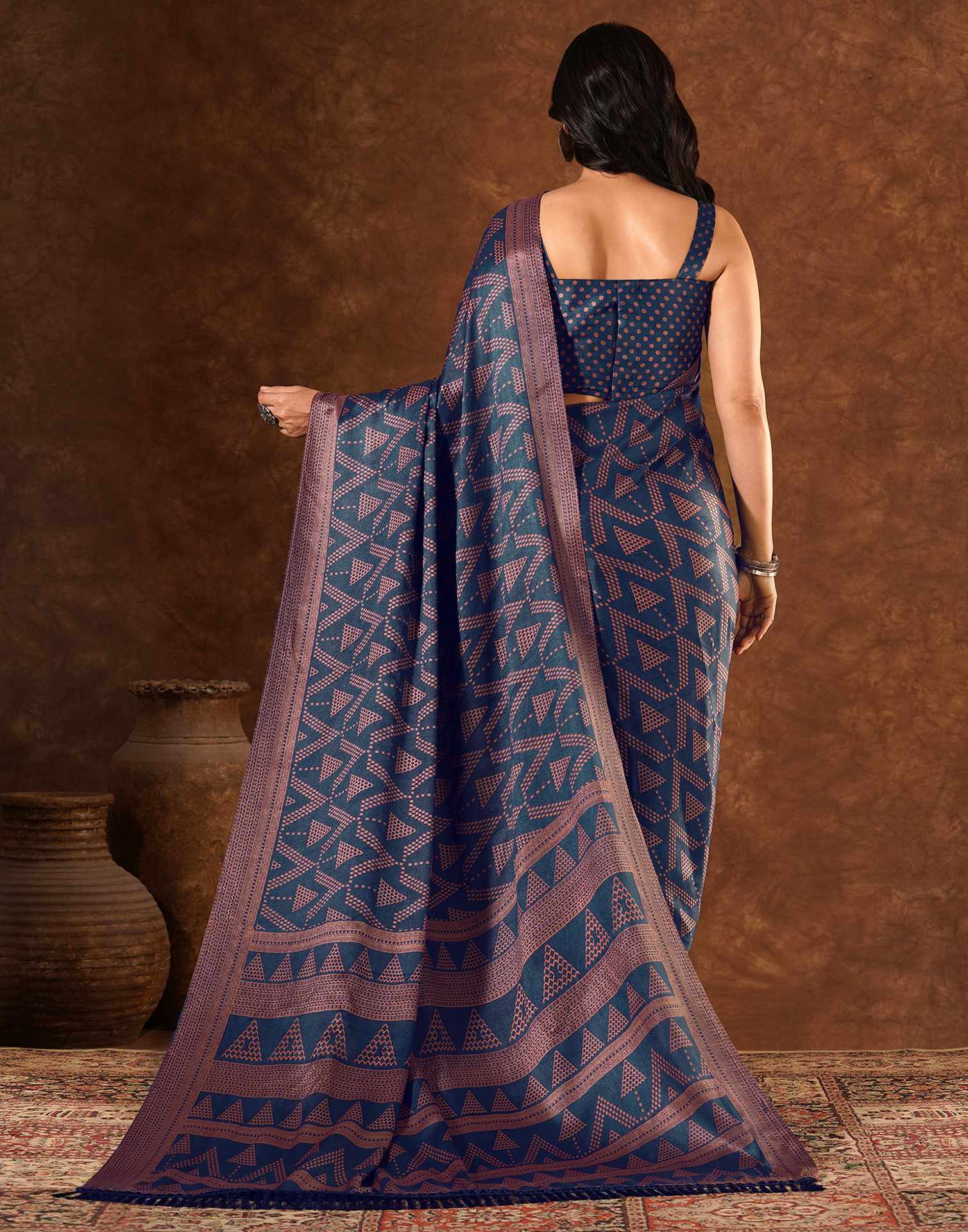 Blue Silk Printed Saree