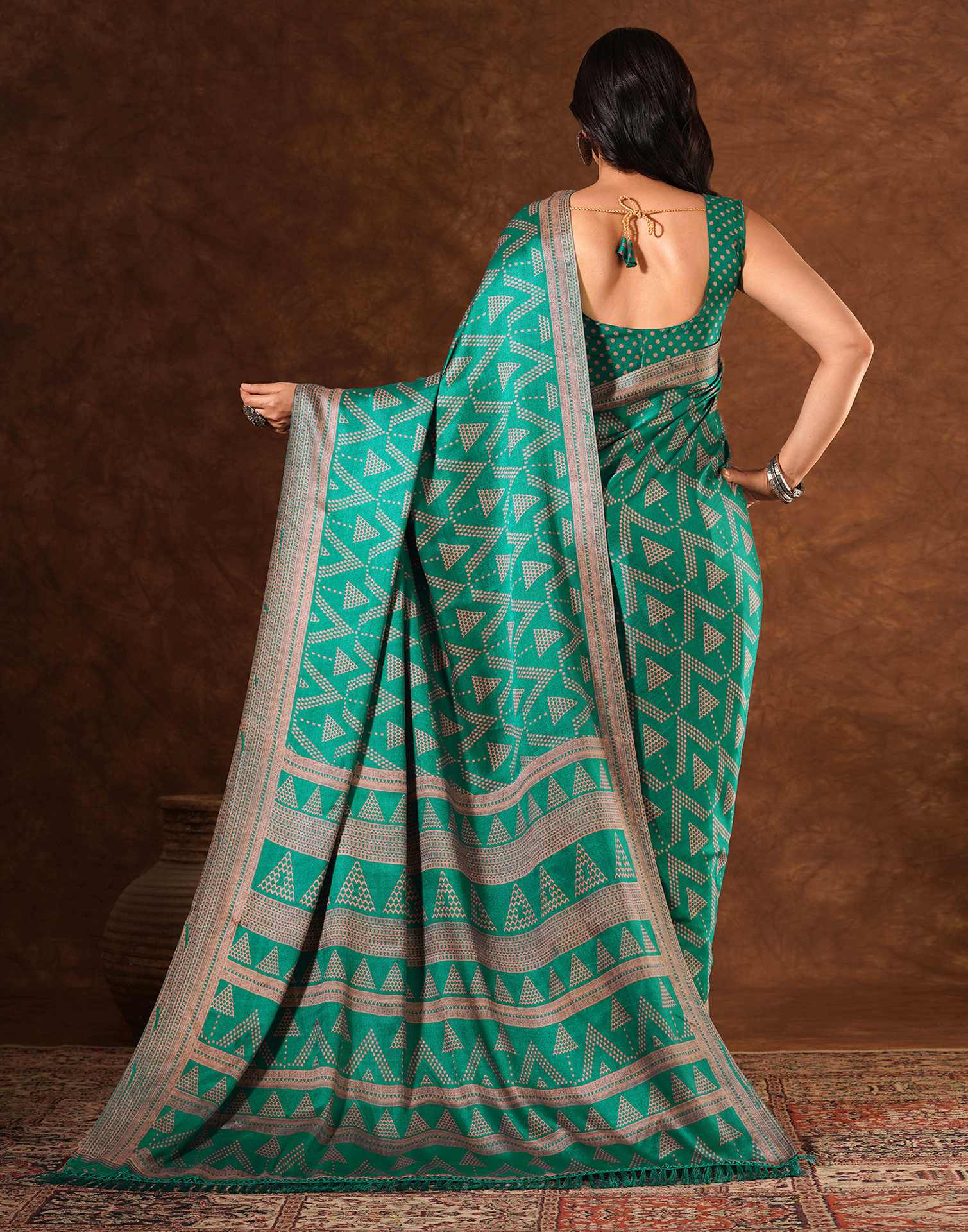 Green Silk Printed Saree