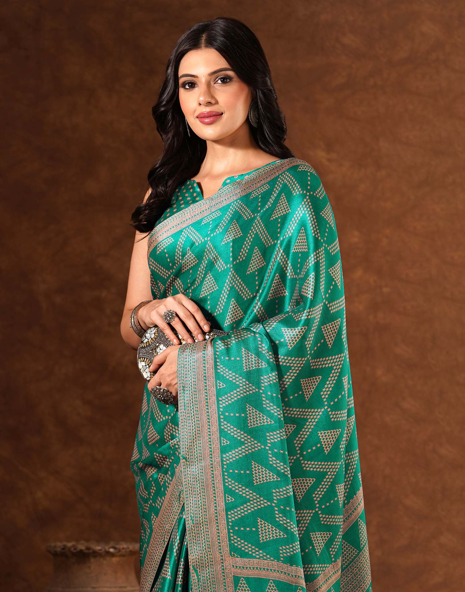 Green Silk Printed Saree
