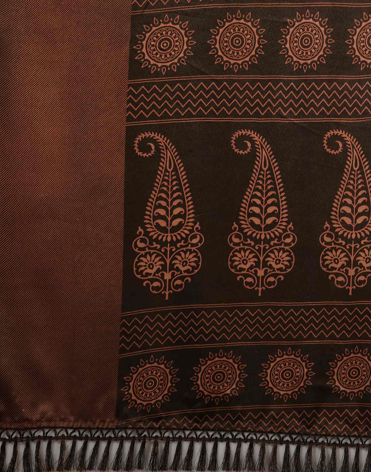 Brown Silk Printed Saree