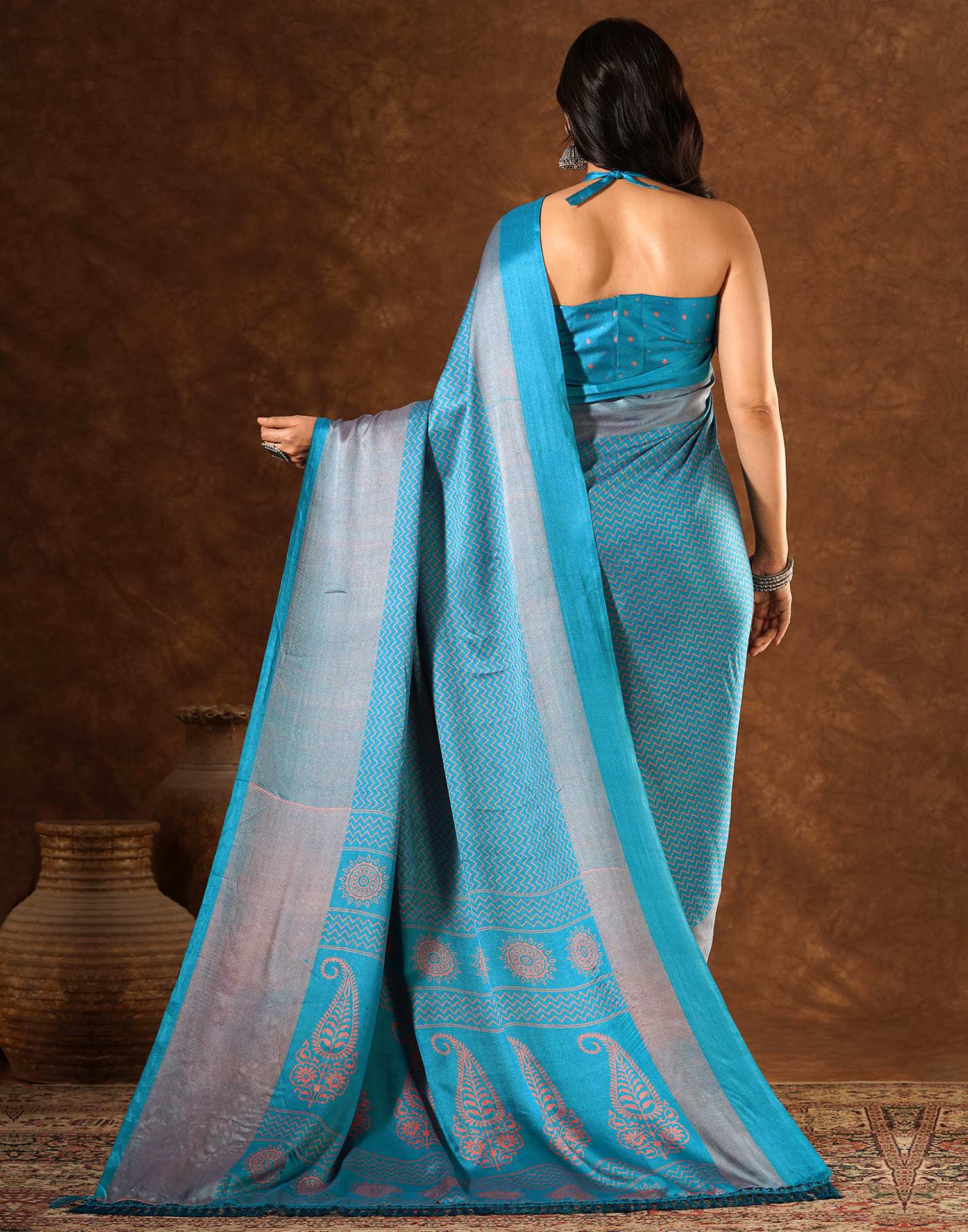 Blue Silk Printed Saree