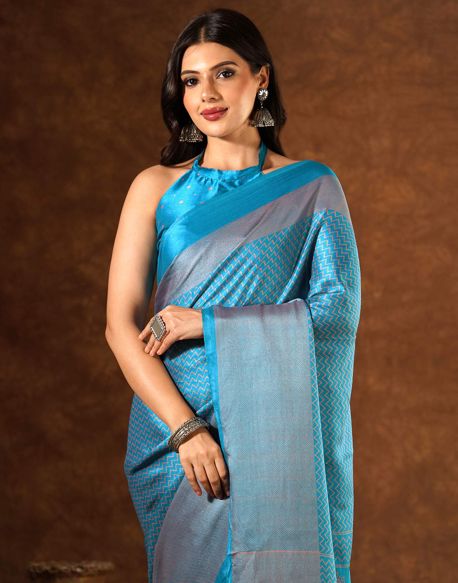 Blue Silk Printed Saree