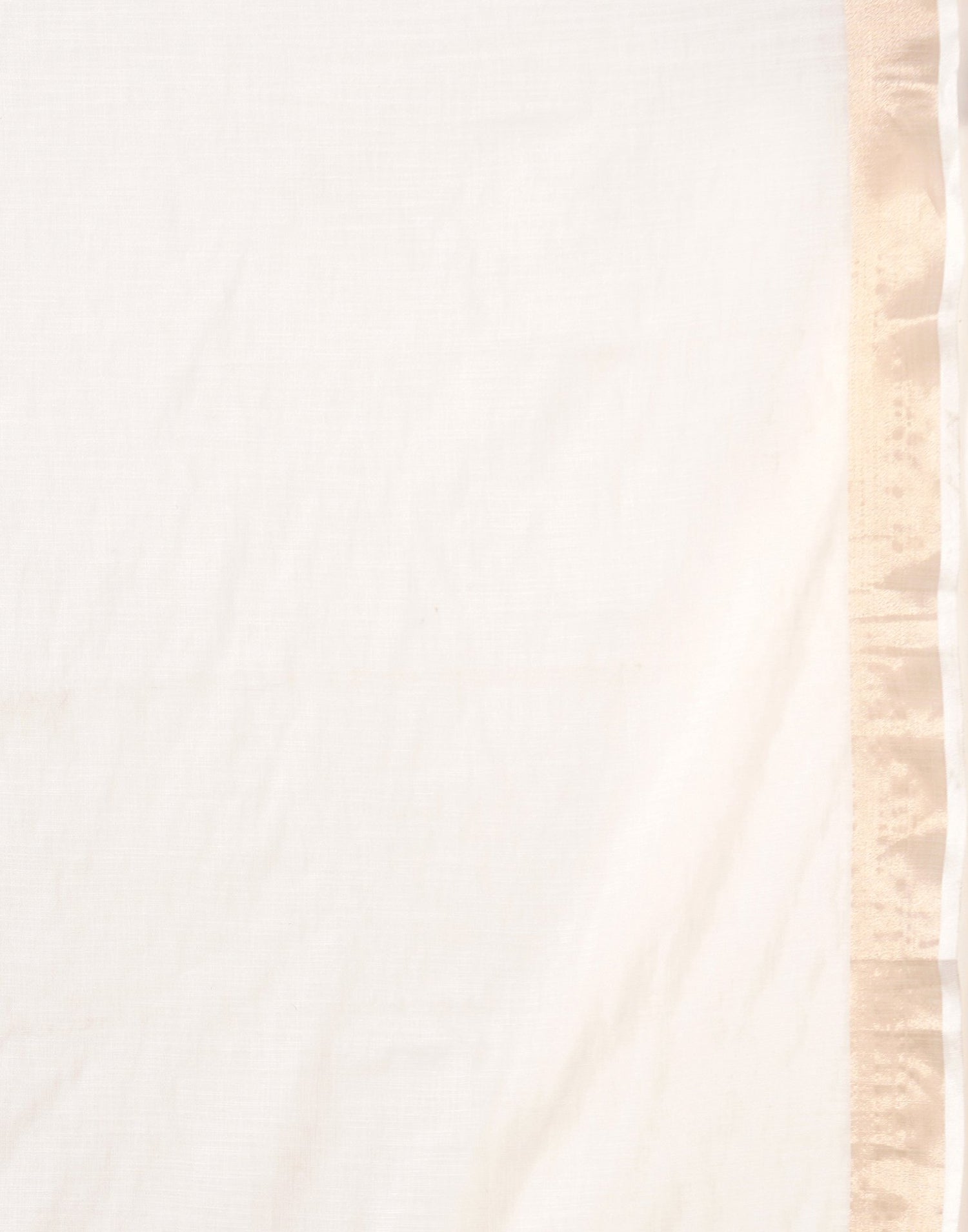 White Linen Zari work Plain Saree