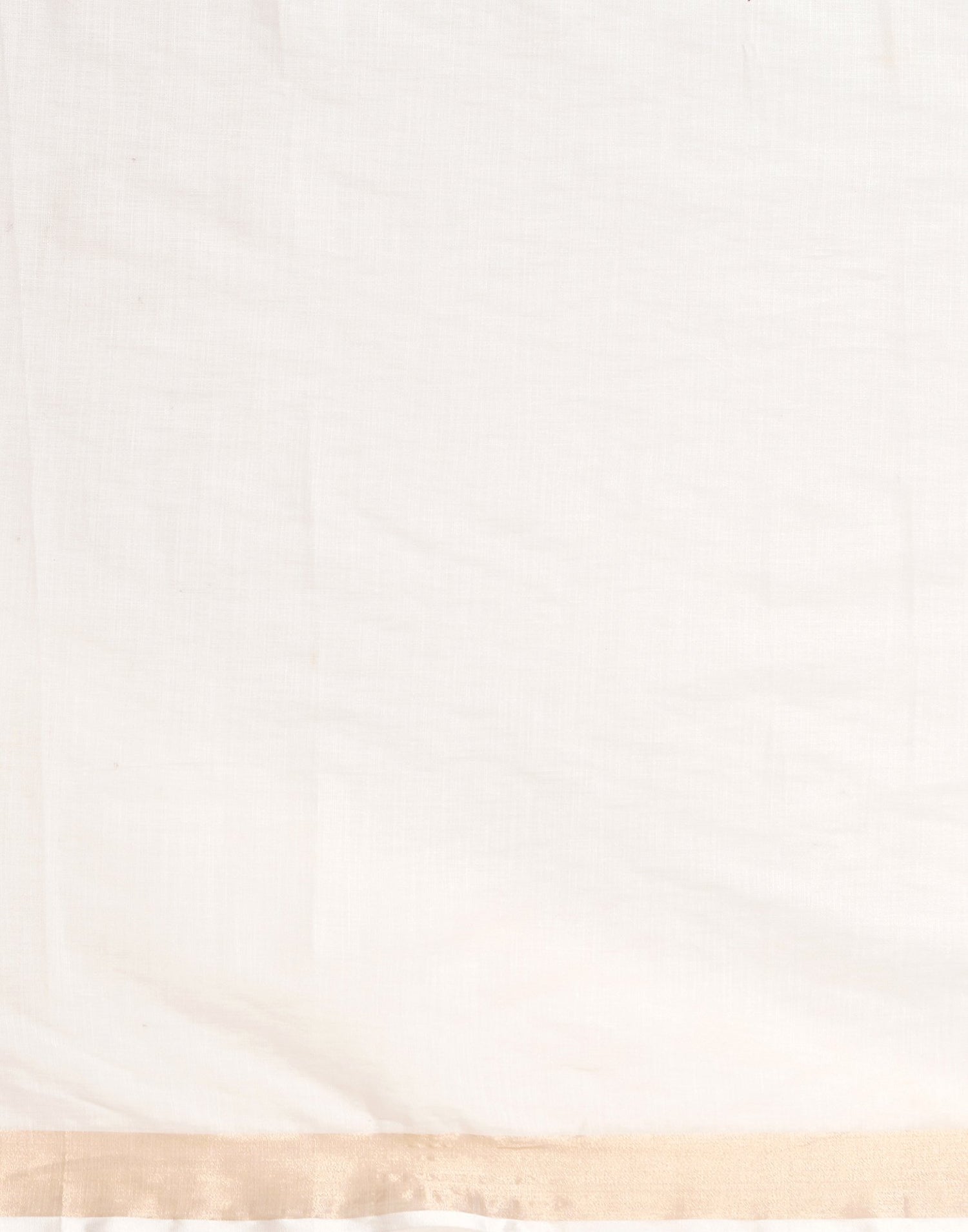 White Linen Zari work Plain Saree