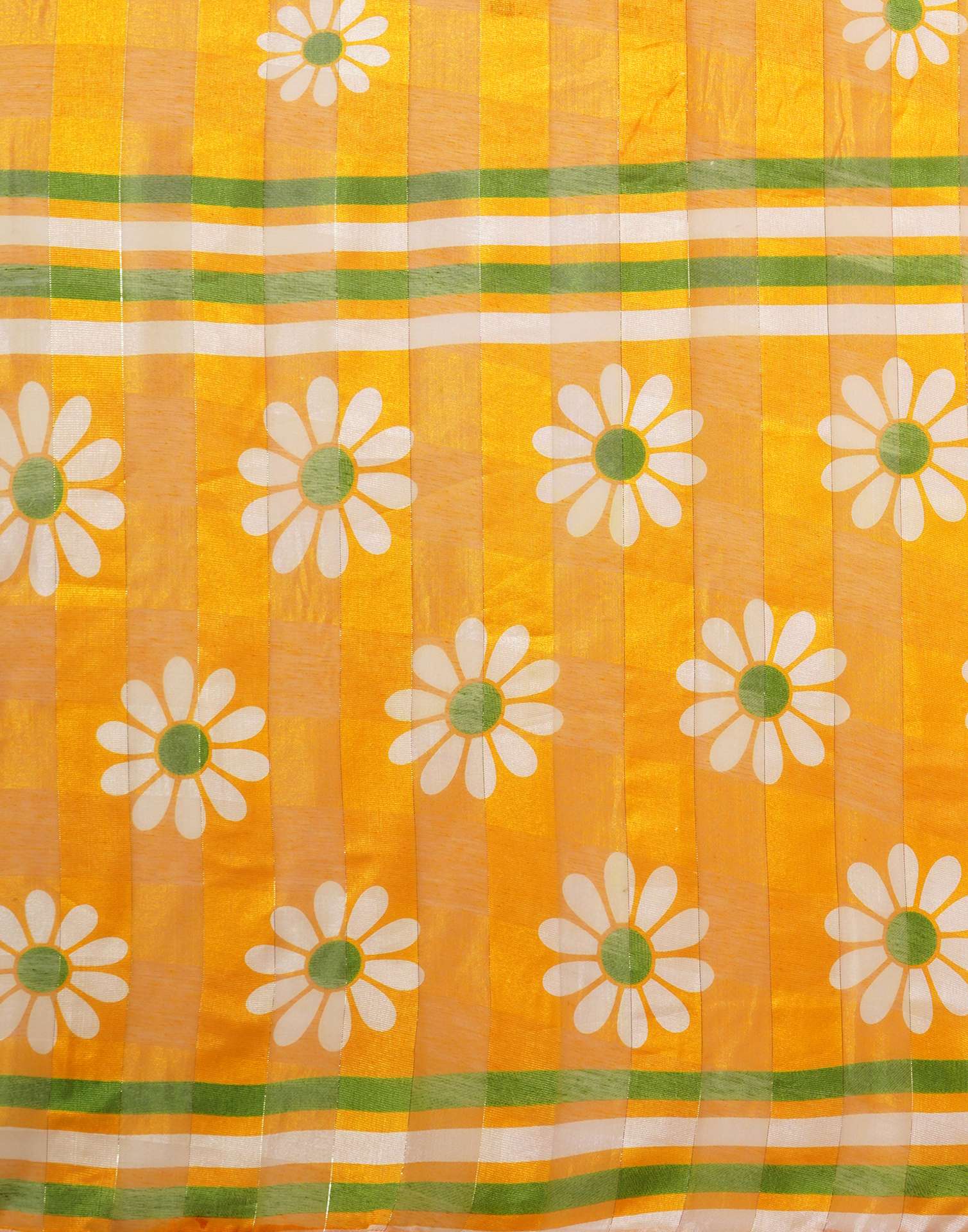 Yellow Silk Floral Printed Saree
