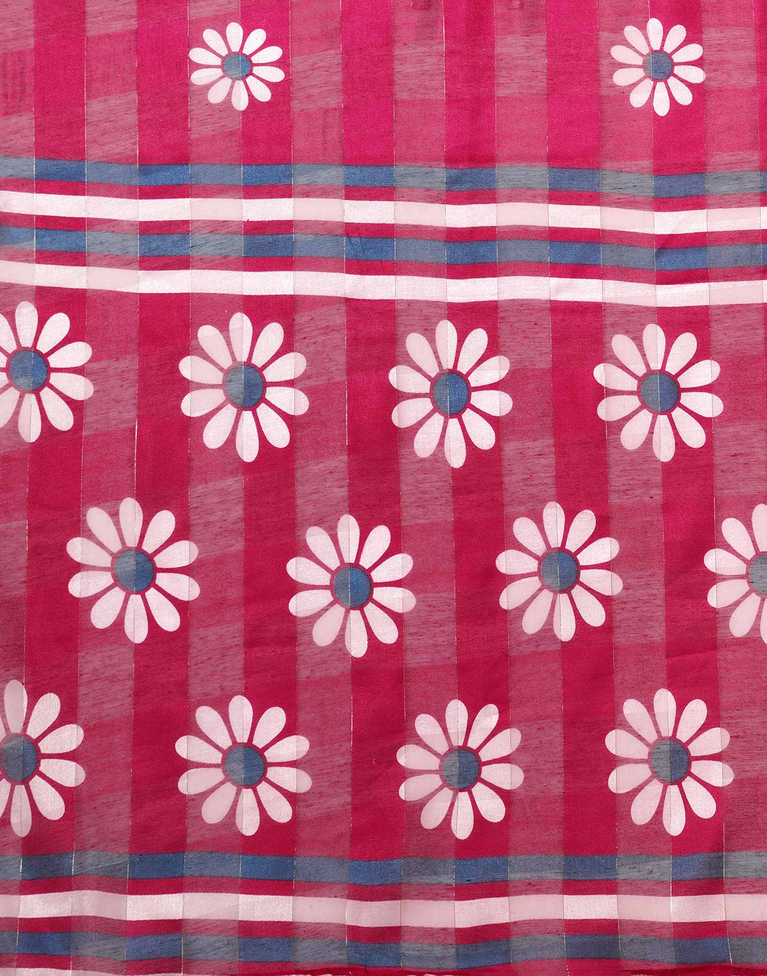 Magenta Silk Floral Printed Saree