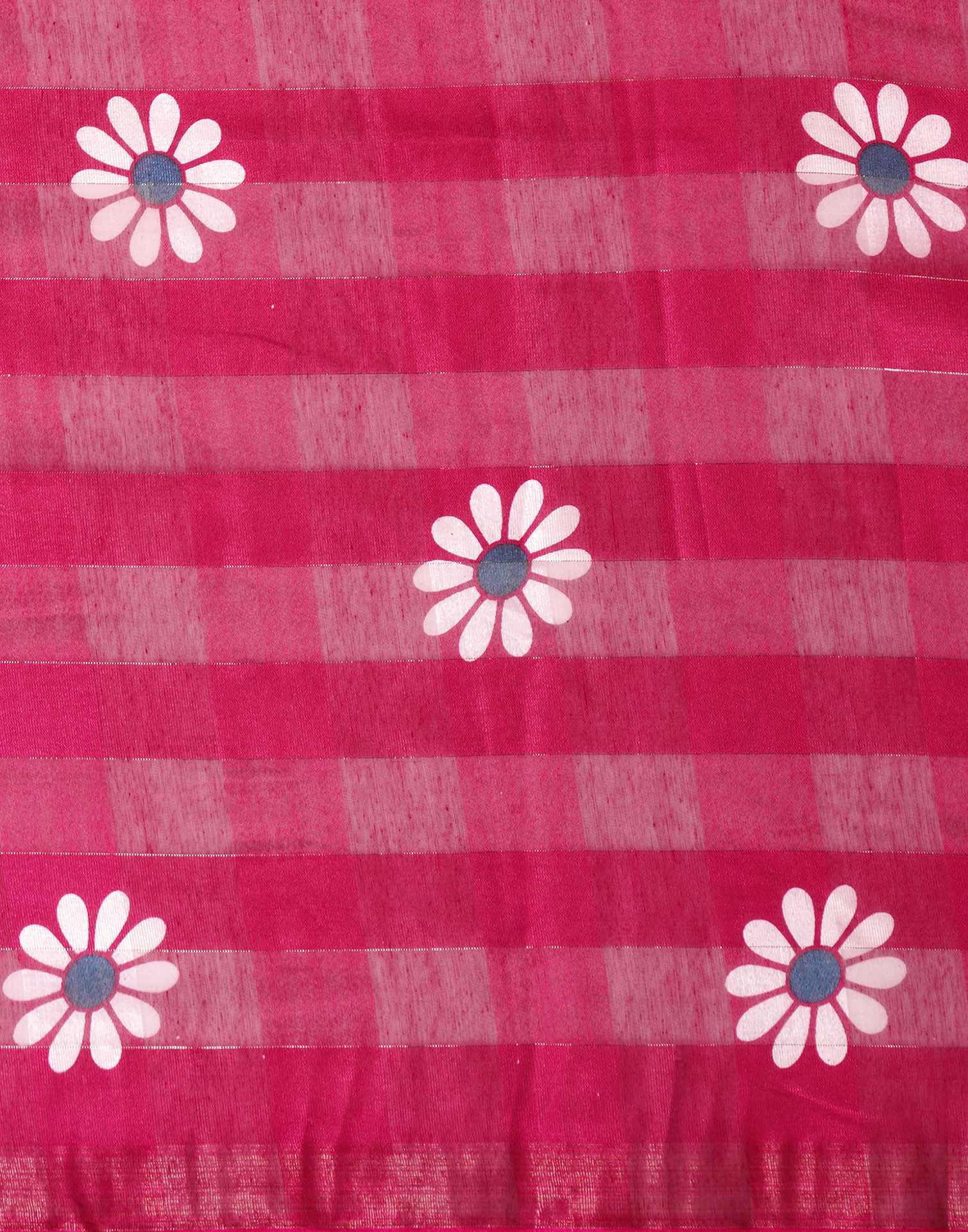 Magenta Silk Floral Printed Saree