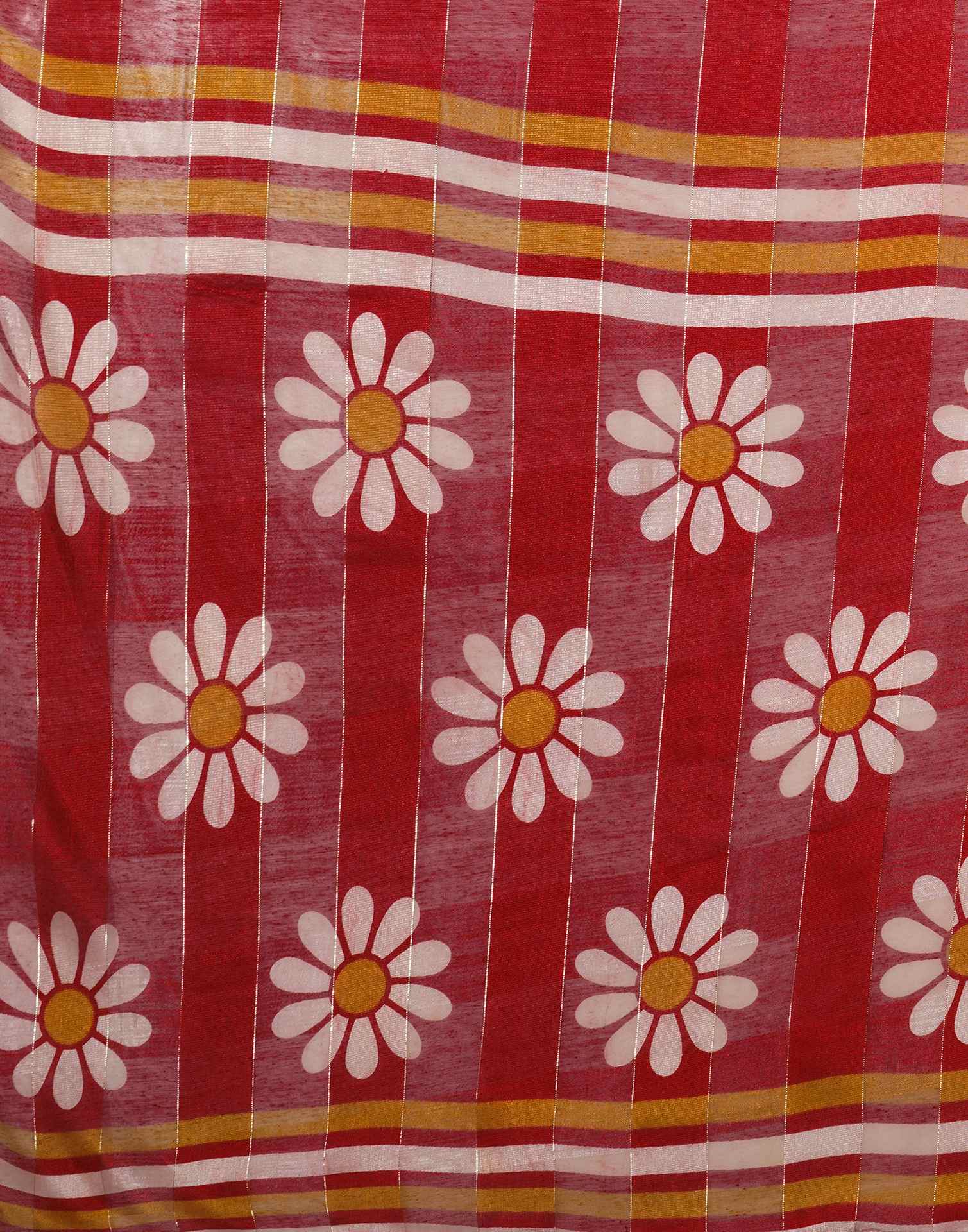 Red Silk Floral Printed Saree