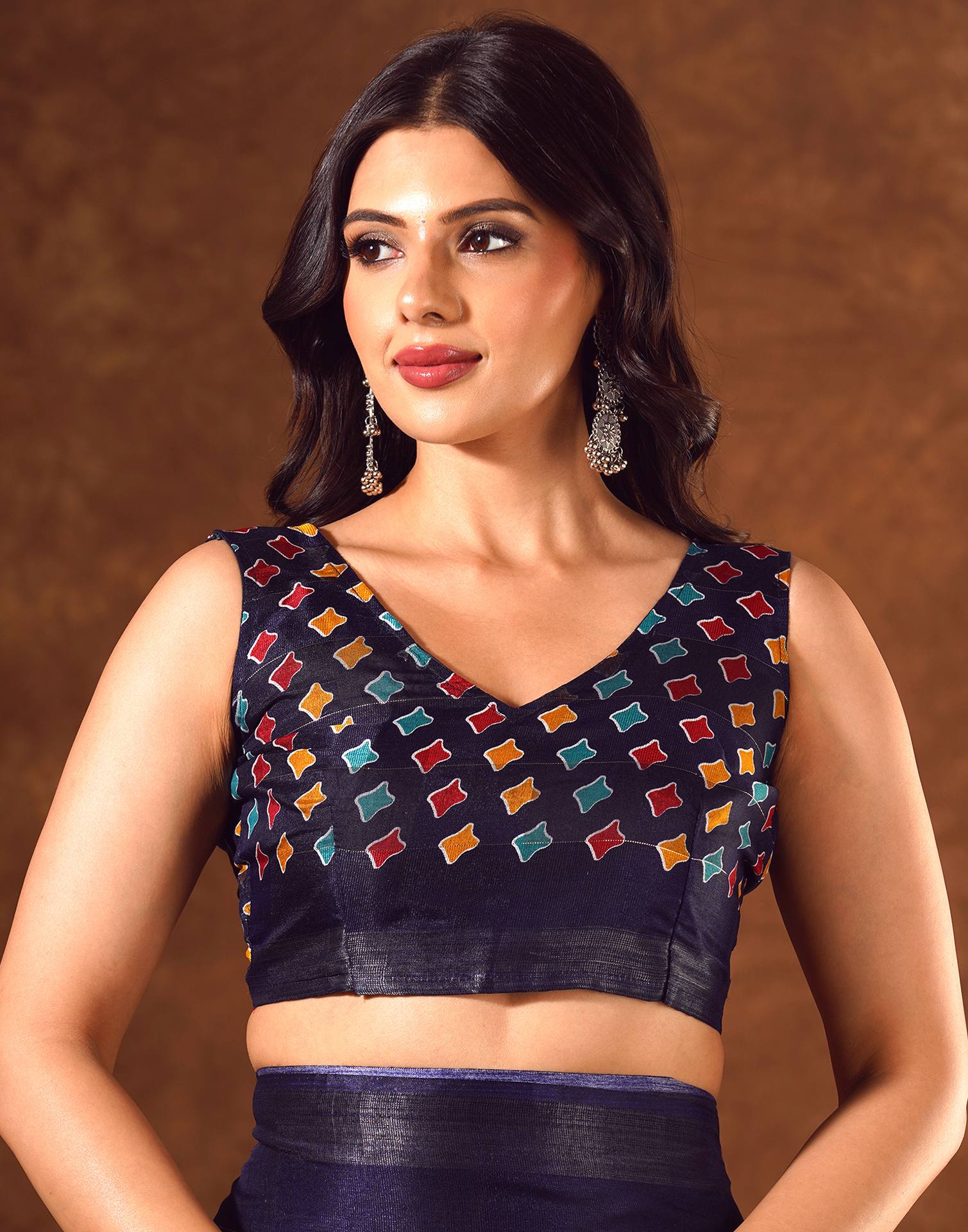 Blue Silk Floral Printed Saree