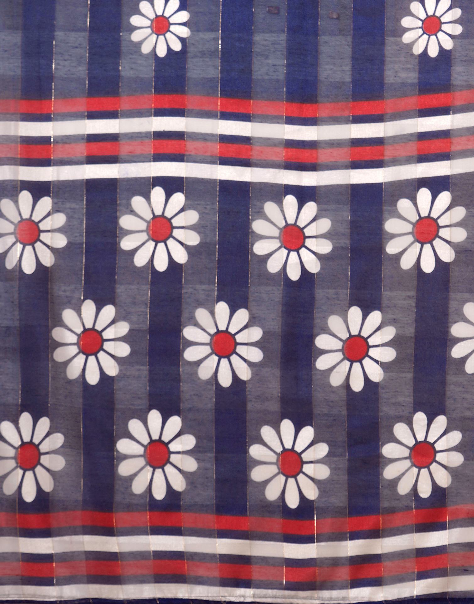 Blue Silk Floral Printed Saree