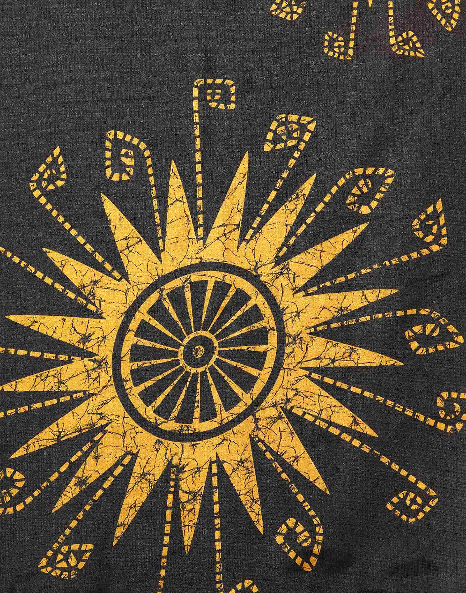 Black Cotton Blend Printed Saree