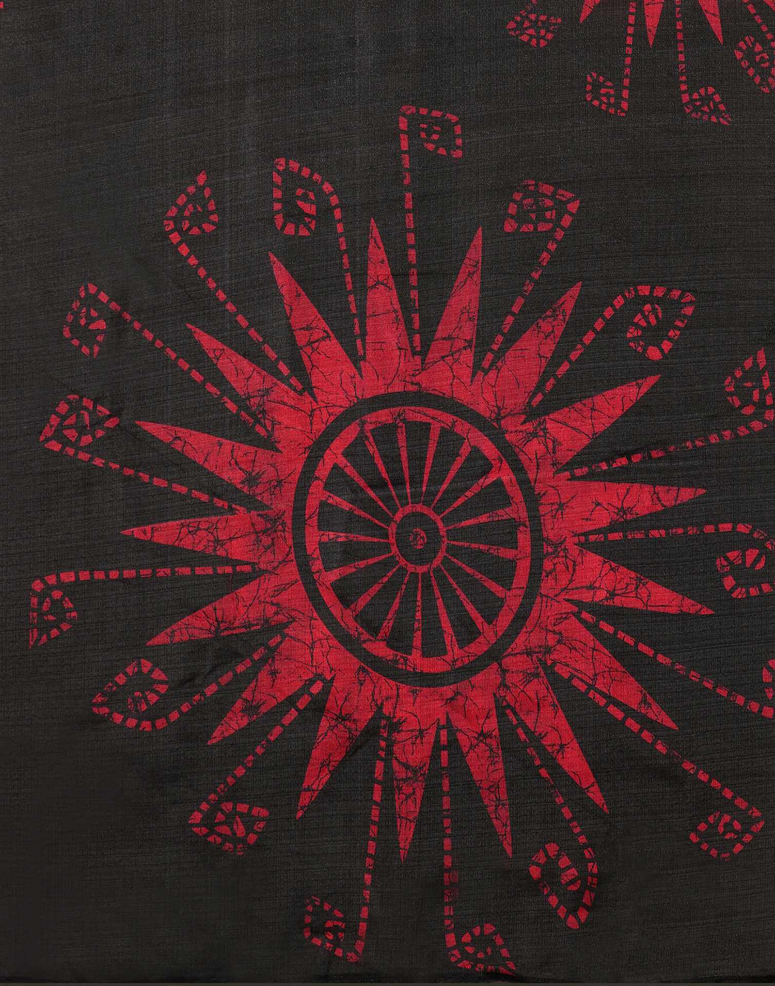 Black Cotton Blend Printed Saree
