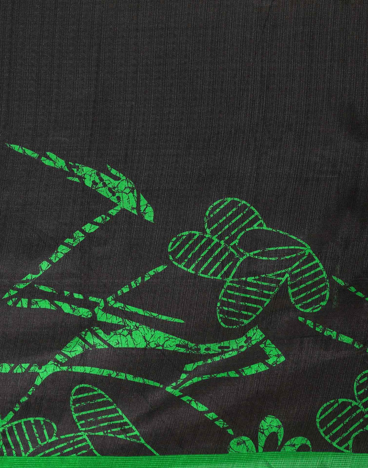 Black Cotton Blend Printed Saree