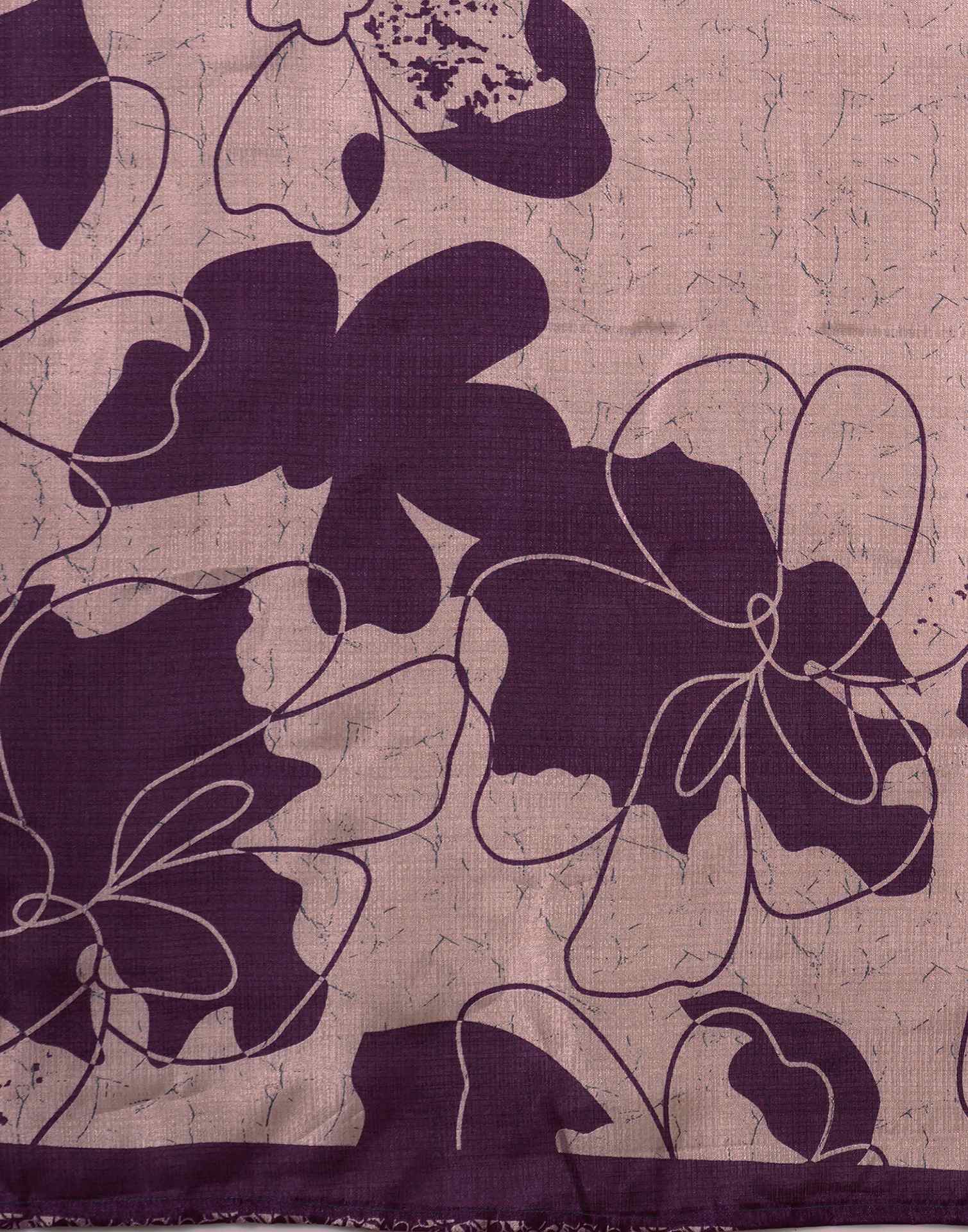 Mauve Cotton Printed Saree