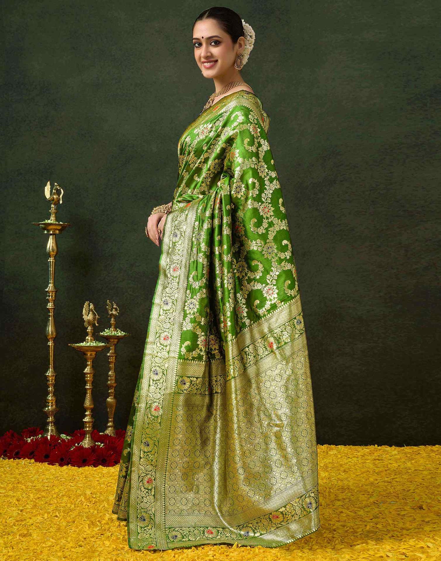 Green Silk Woven Banarasi Saree