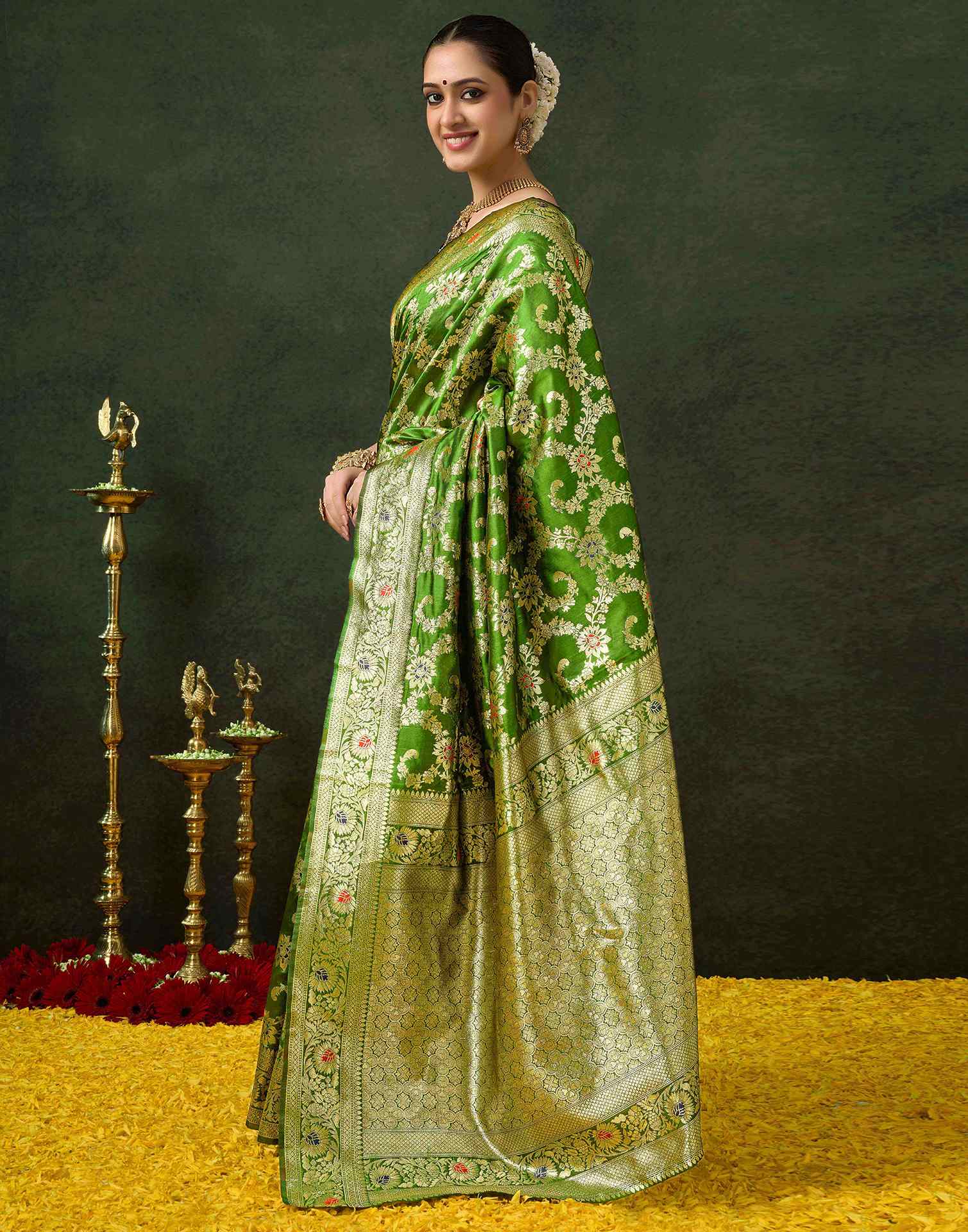Green Silk Woven Banarasi Saree