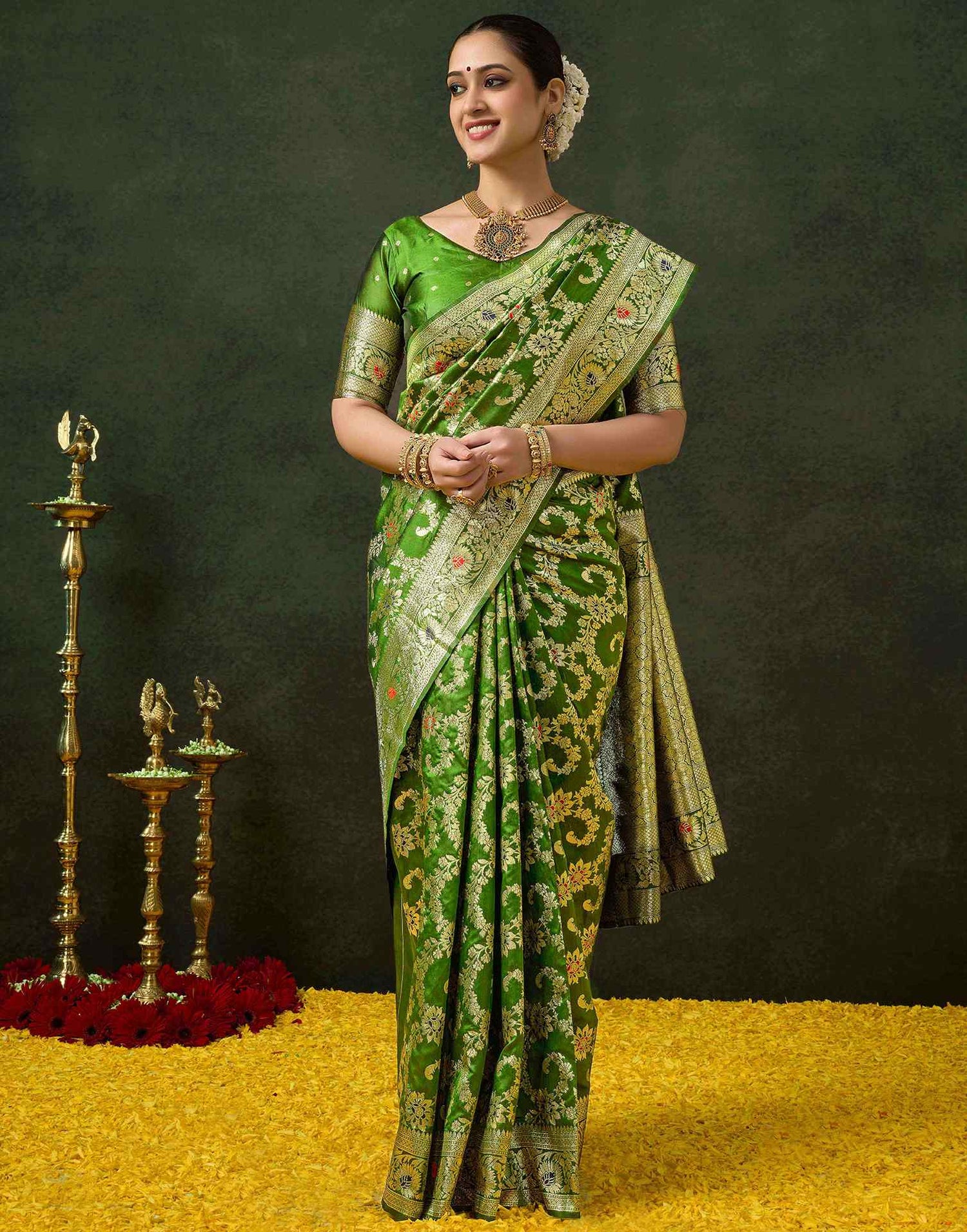 Green Silk Woven Banarasi Saree