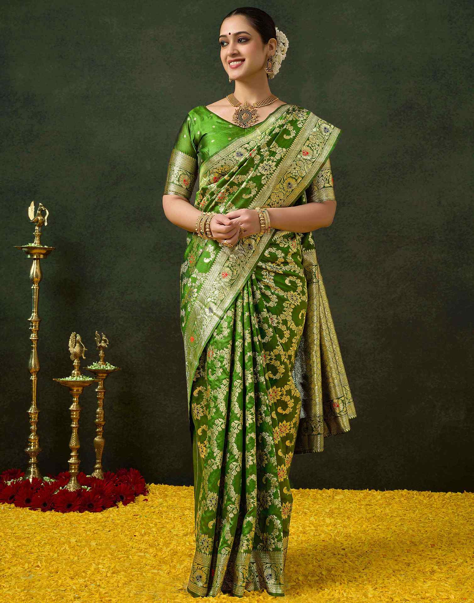 Green Silk Woven Banarasi Saree