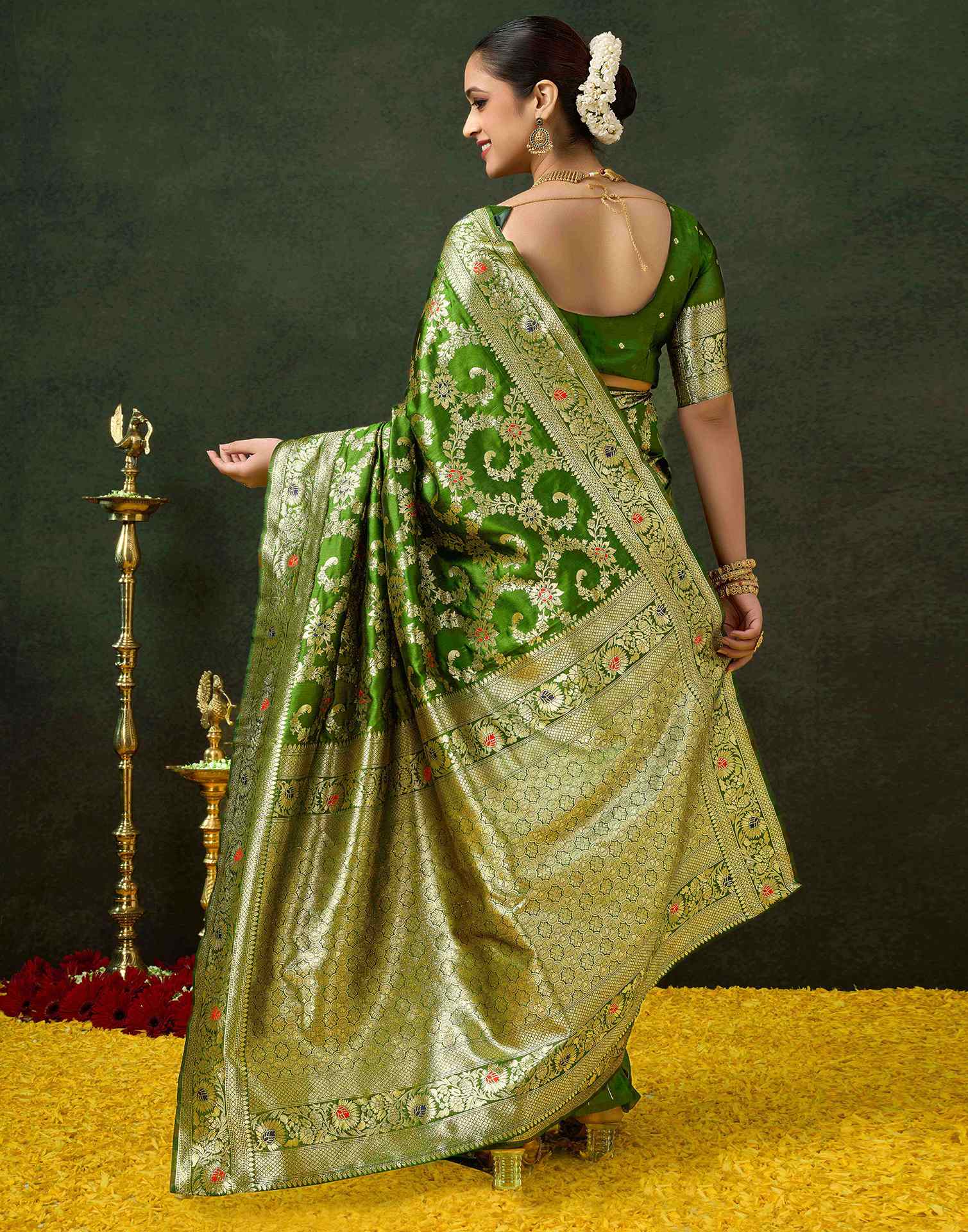 Green Silk Woven Banarasi Saree