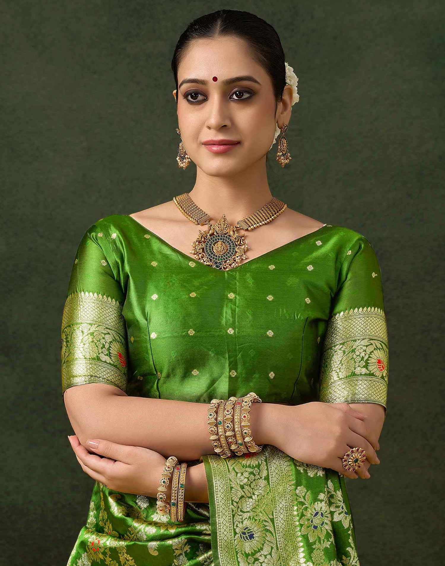 Green Silk Woven Banarasi Saree