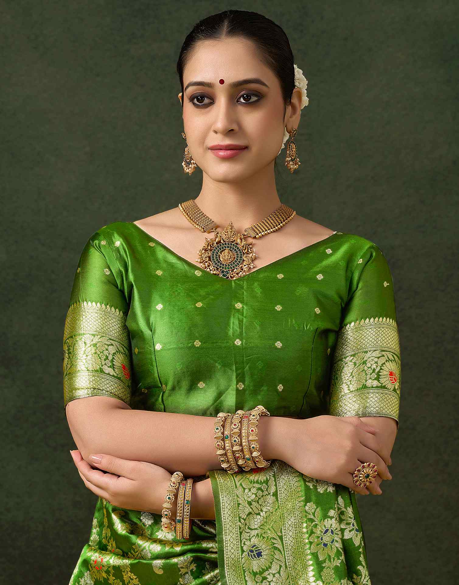 Green Silk Woven Banarasi Saree